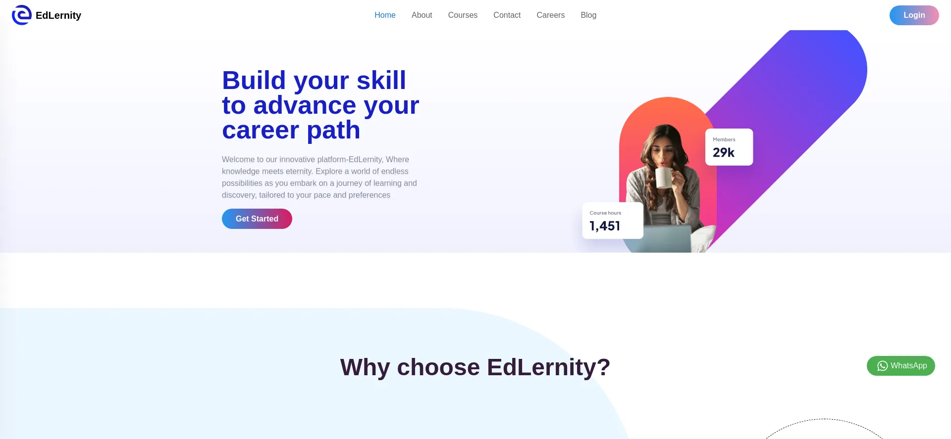 Website screenshot of Edlernity.com