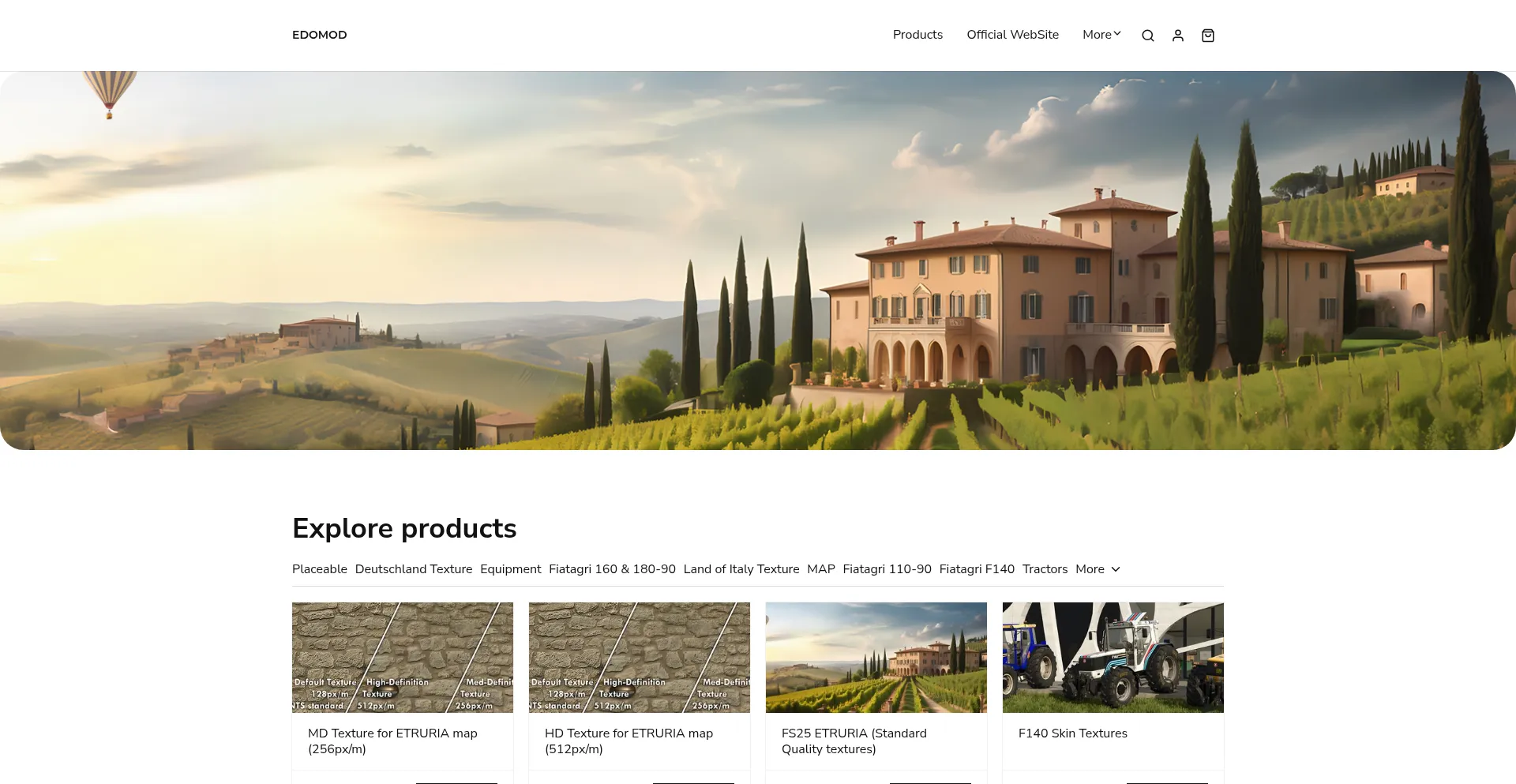Website screenshot of Edomod.sellfy.store