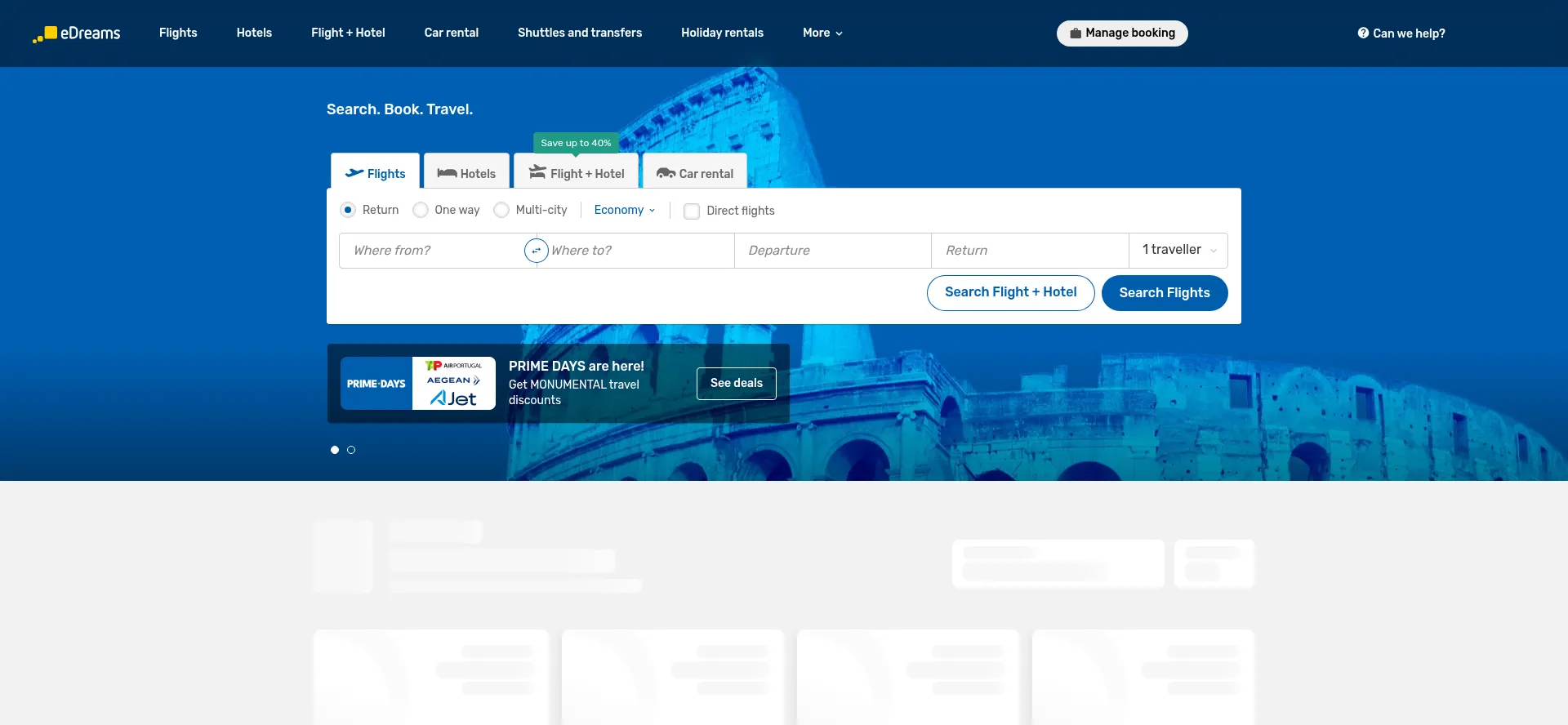 Website screenshot of Edreams.com