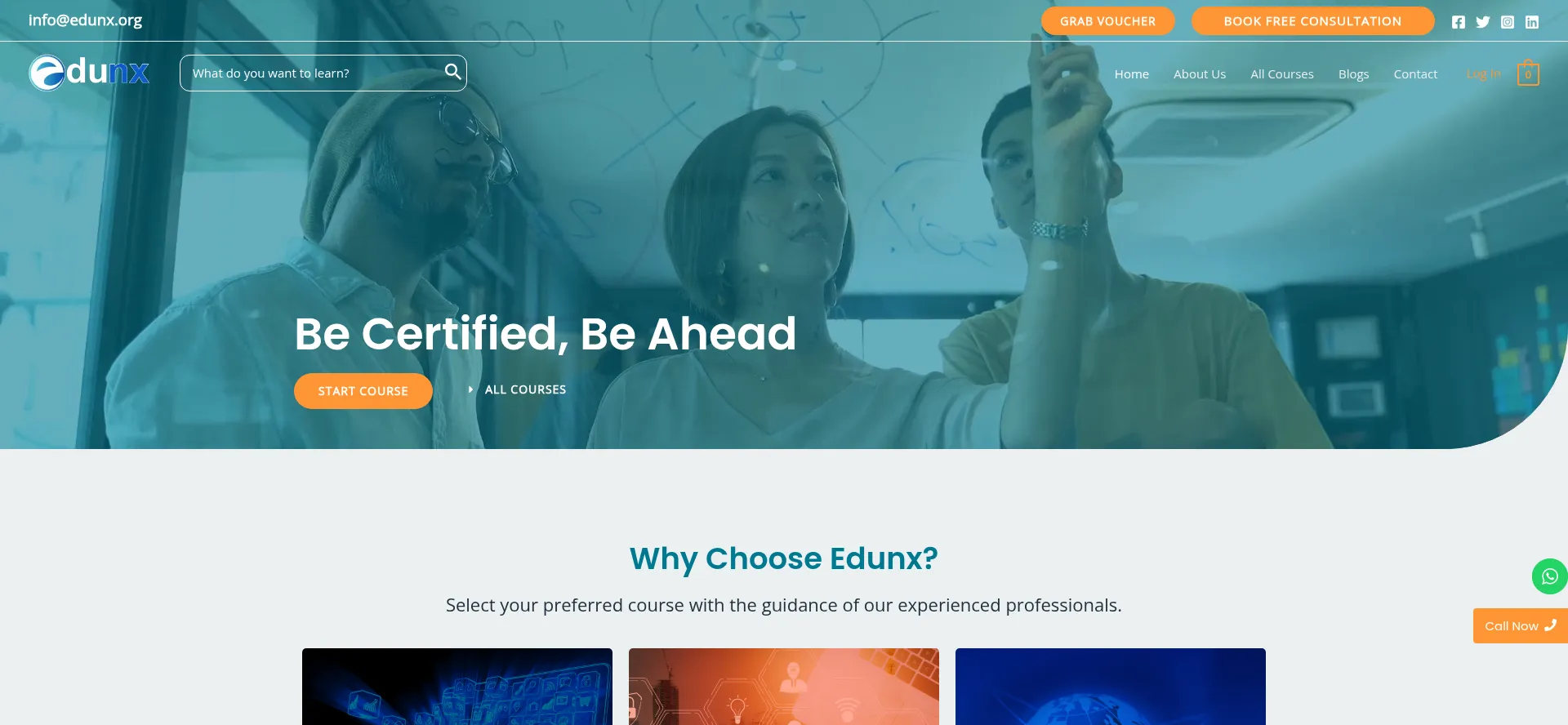 Website screenshot of Edunx.org