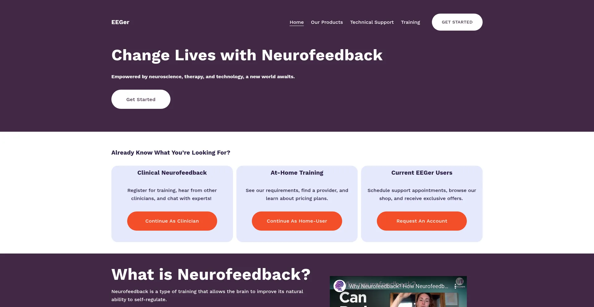 Website screenshot of Eeger.com