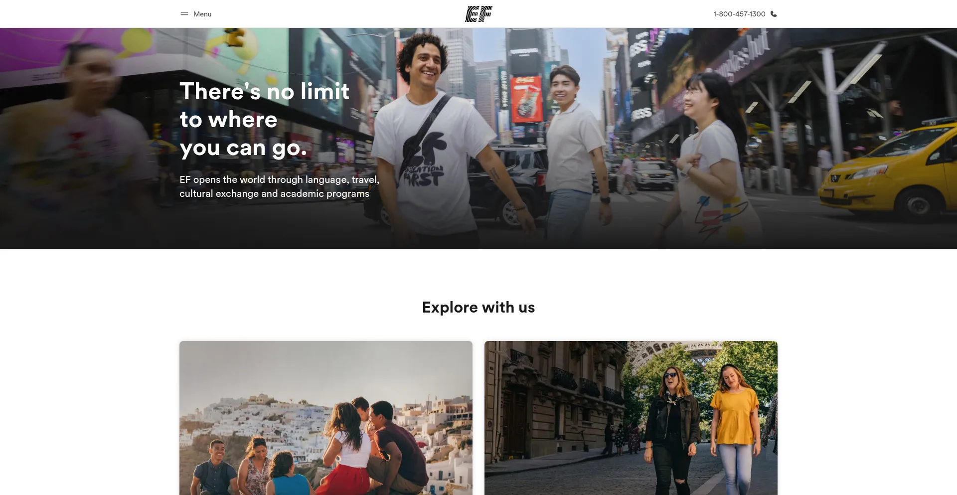 Website screenshot of Ef.com