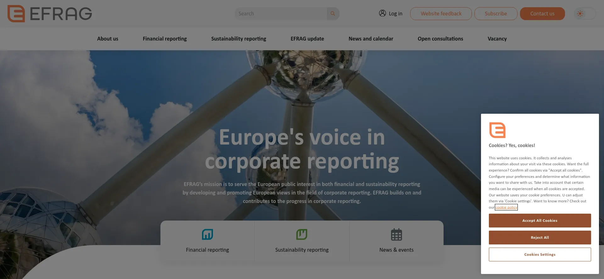 Website screenshot of Efrag.org