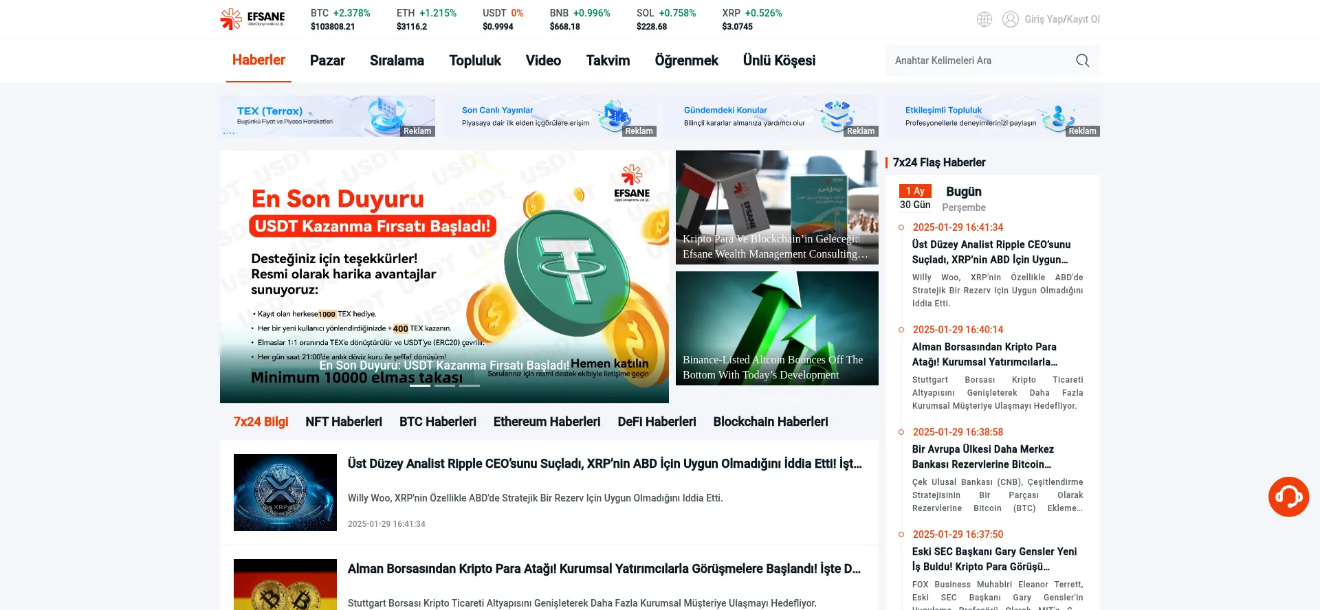 Website screenshot of Efsanetr.com