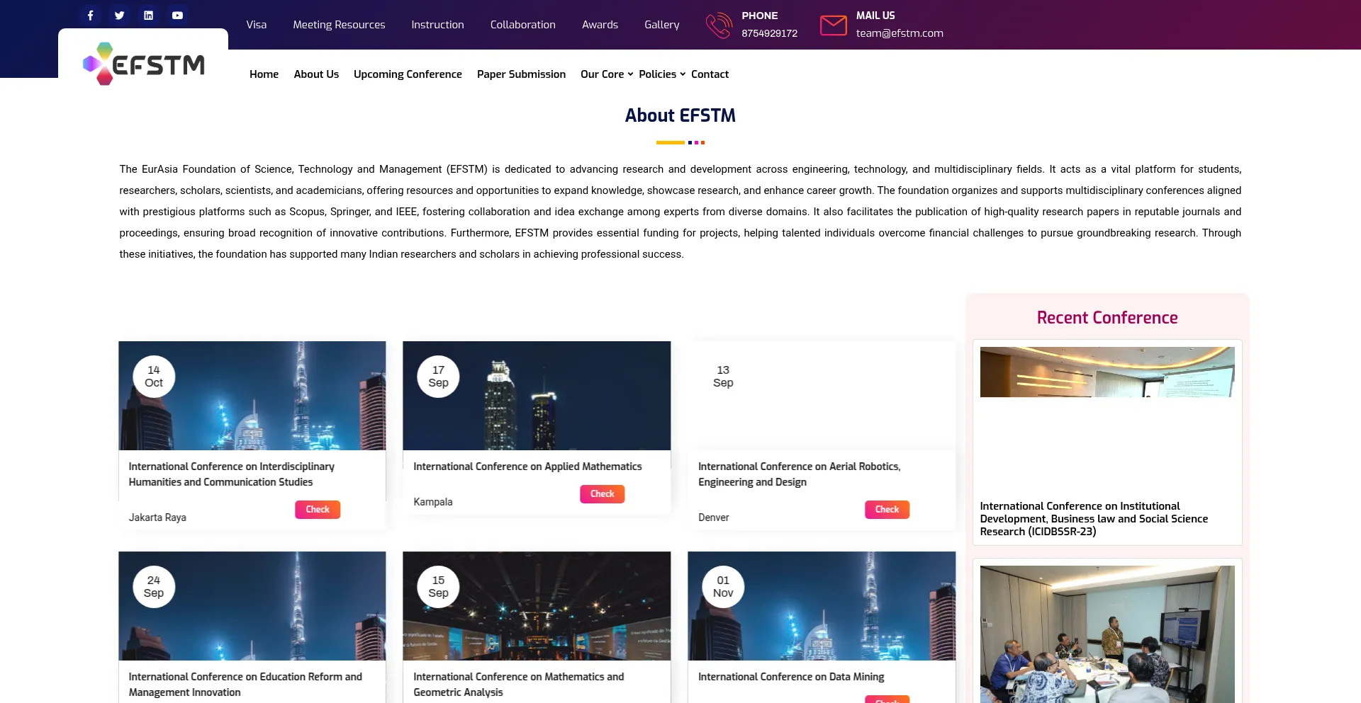 Website screenshot of Efstm.com