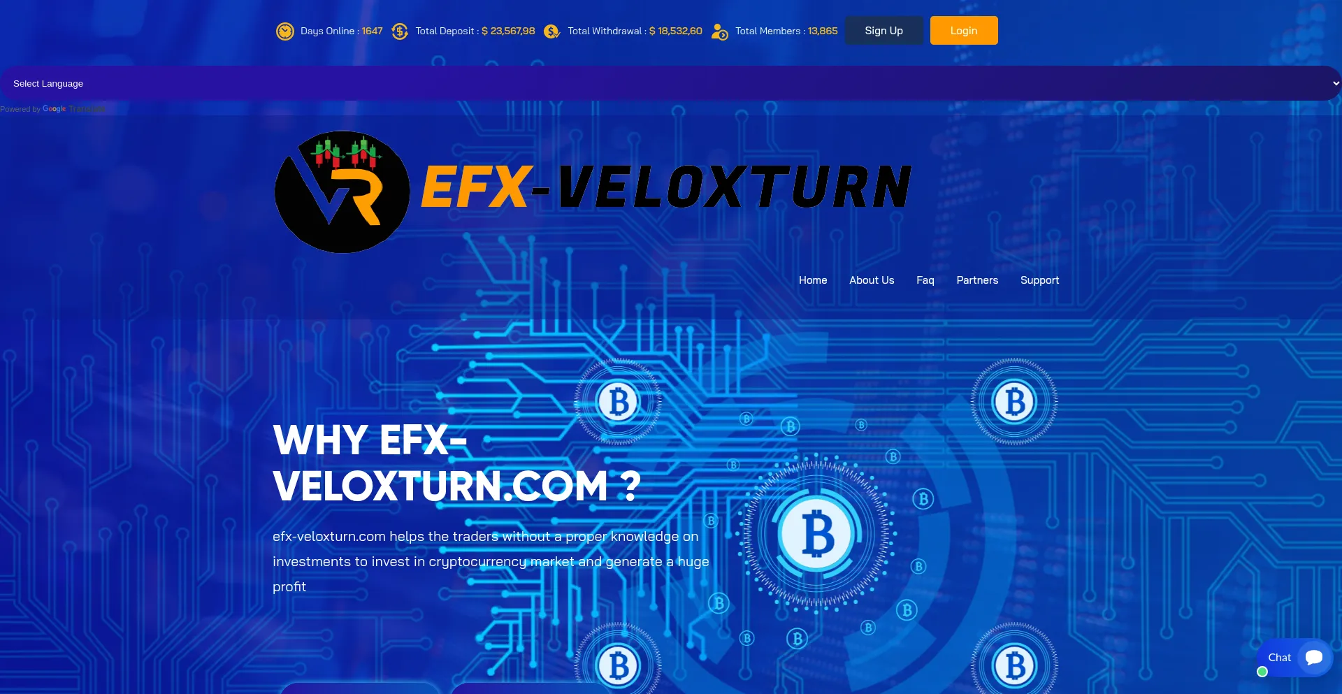 Website screenshot of Efx-veloxturn.com