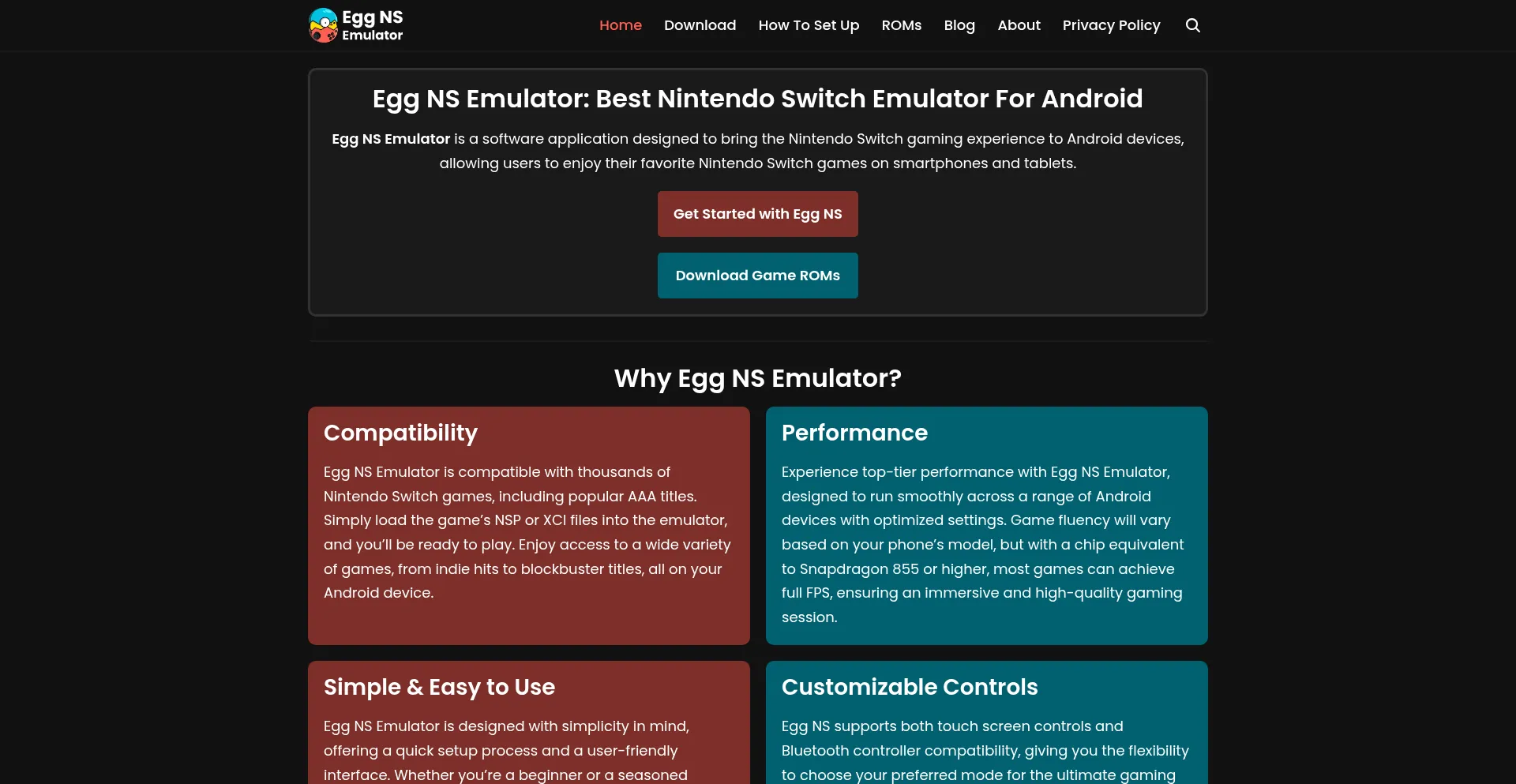 Website screenshot of Eggnsemulator.com