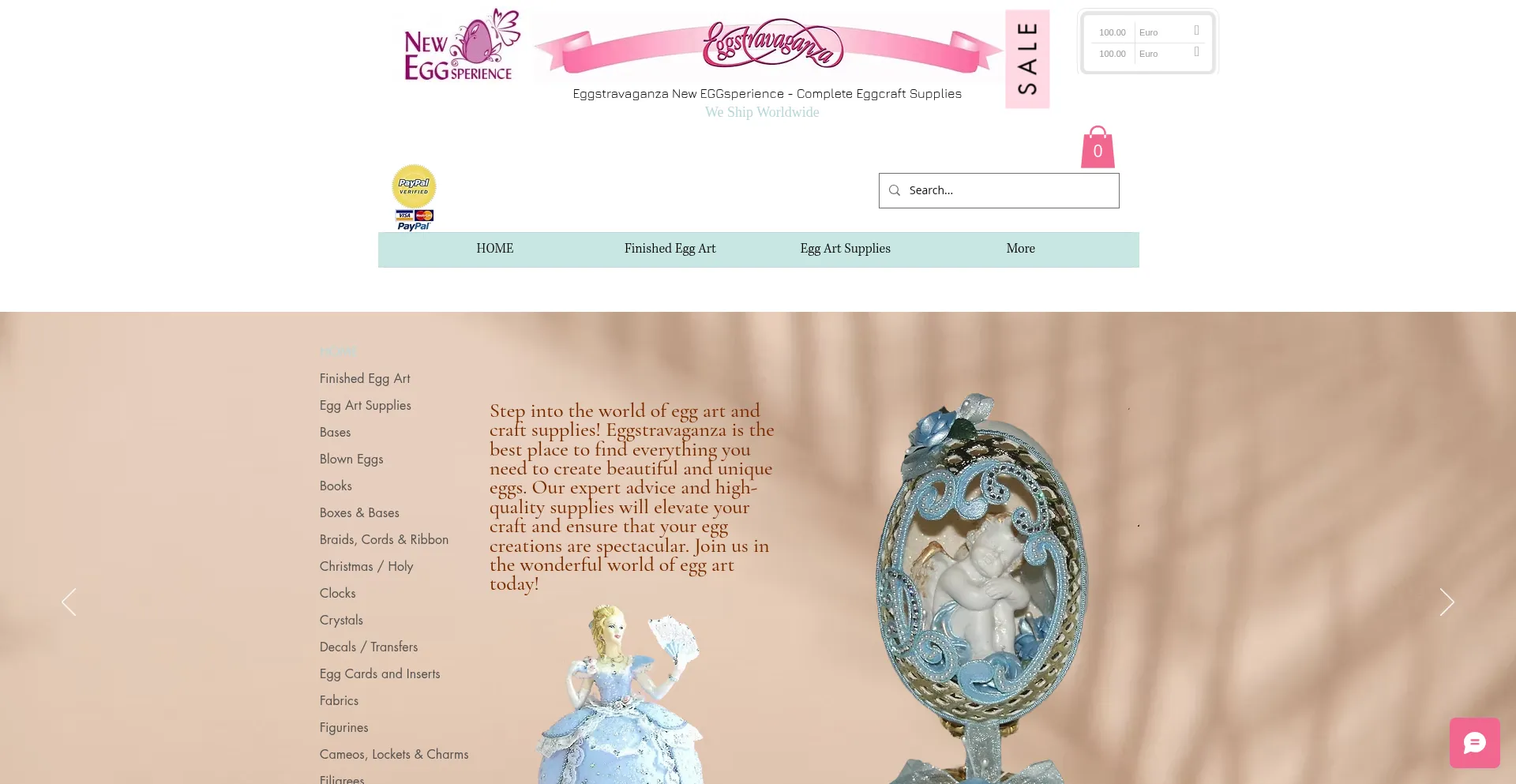 Website screenshot of Eggstravaganzashop.com