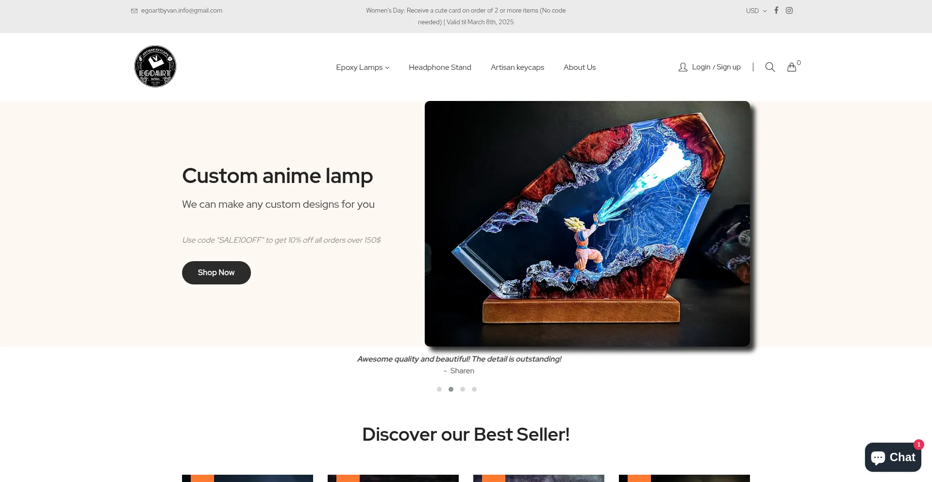 Website screenshot of Egoartbyvan.com