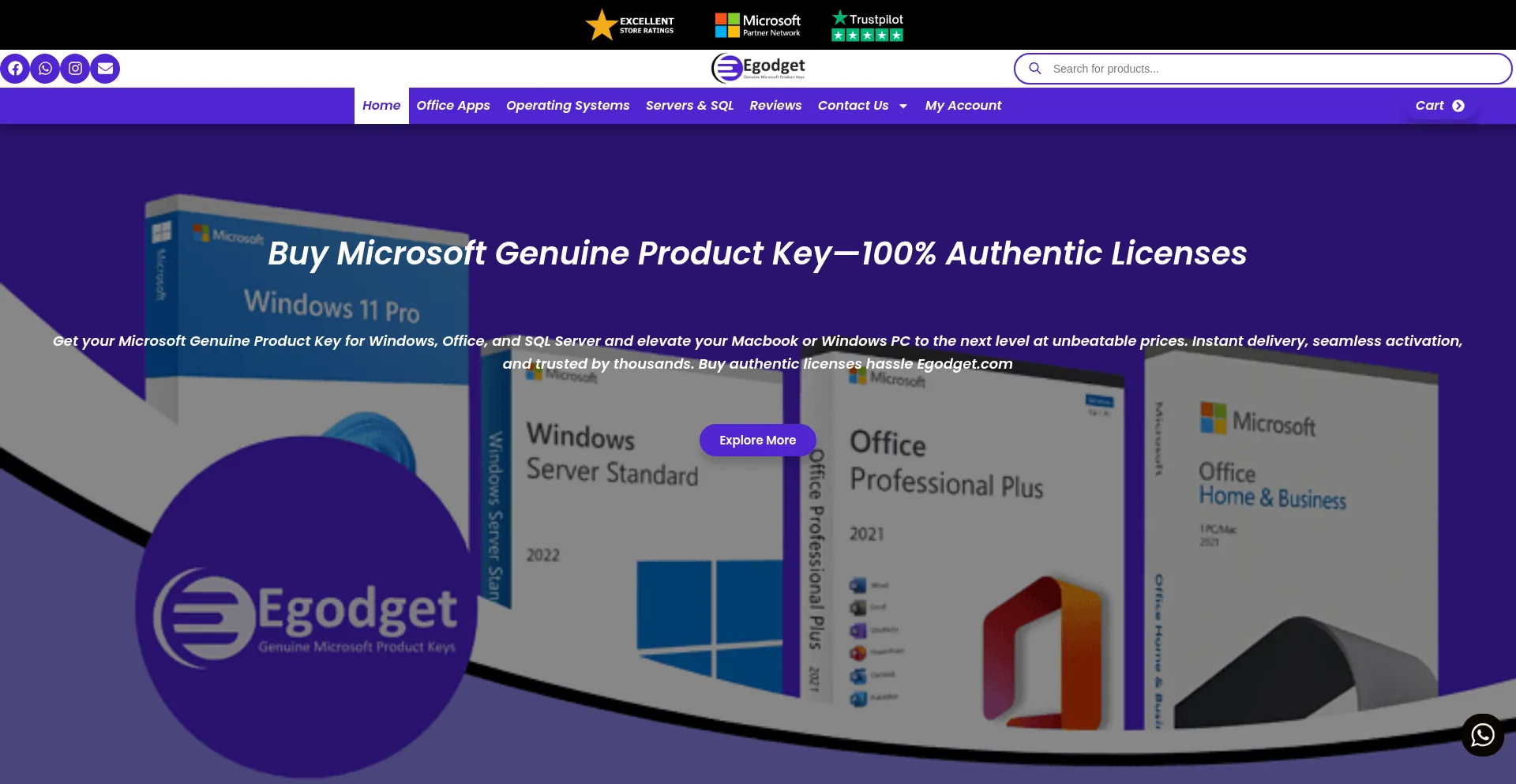 Website screenshot of Egodget.com