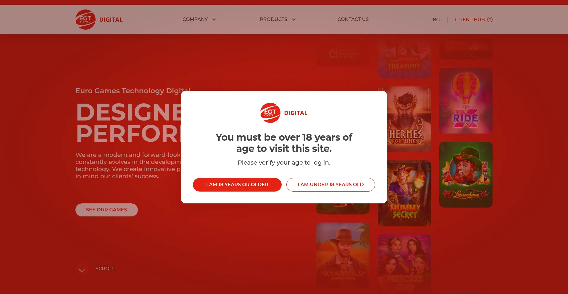 Website screenshot of Egt-digital.com