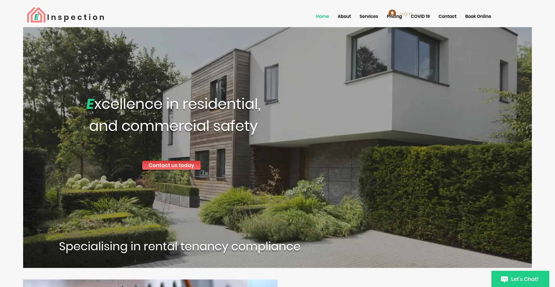 Website screenshot of Einspection.com.au