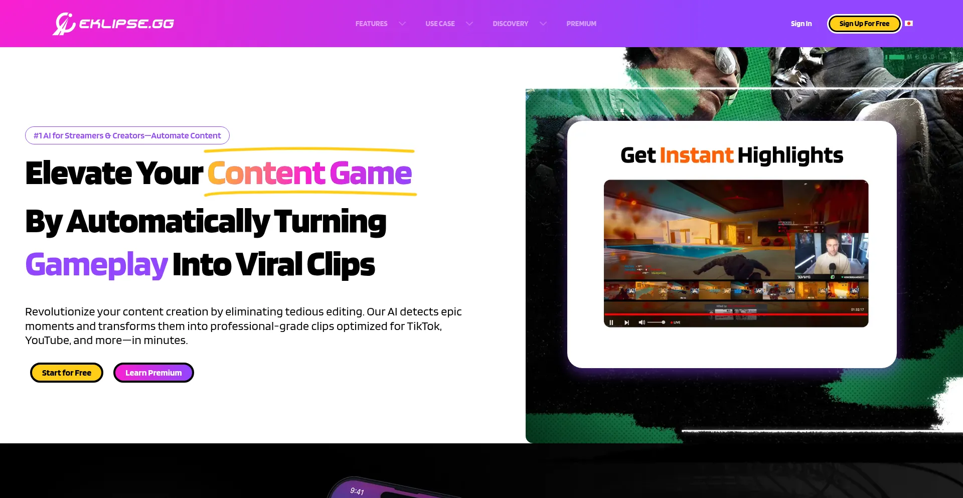 Website screenshot of Eklipse.gg