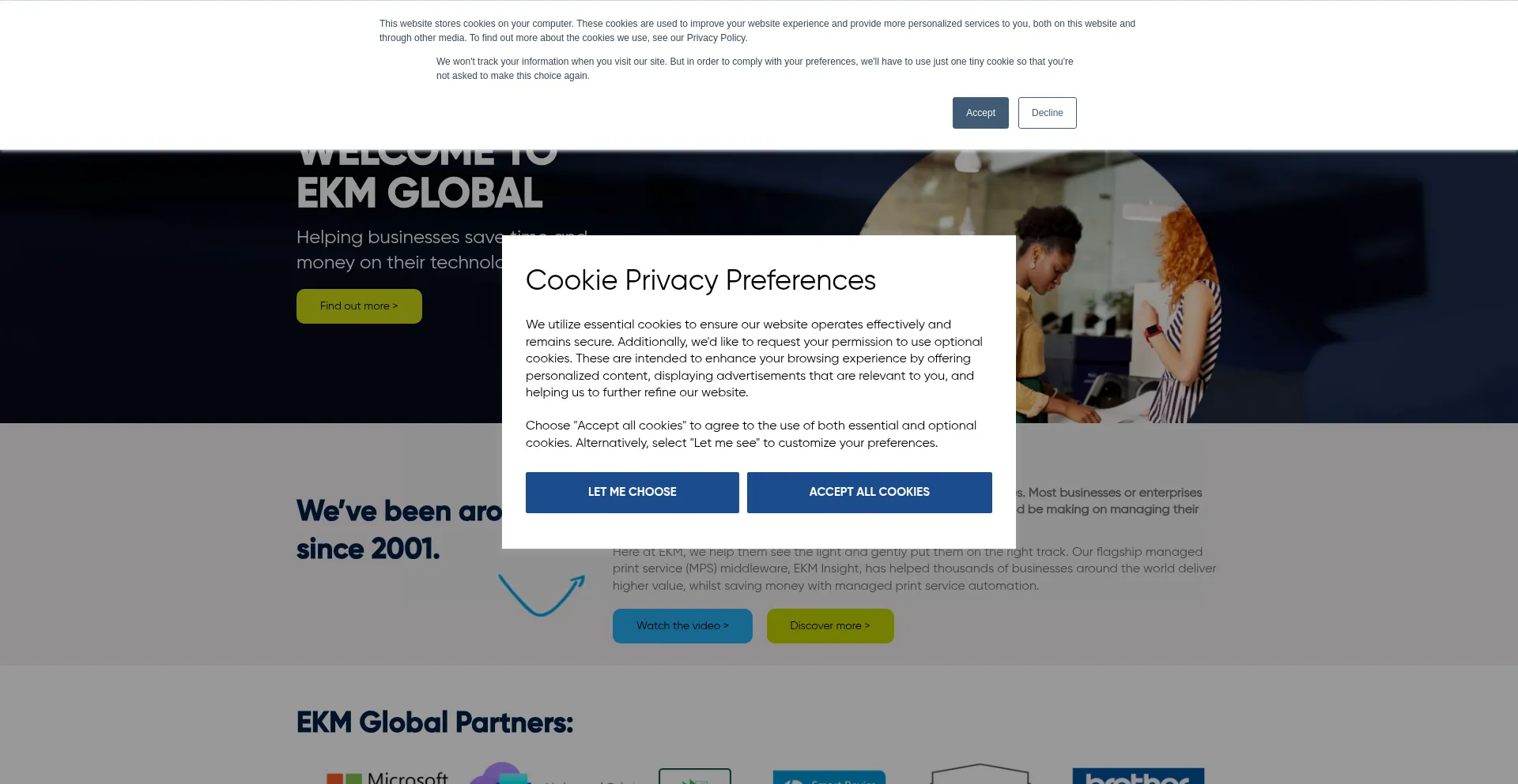 Website screenshot of Ekmglobal.com