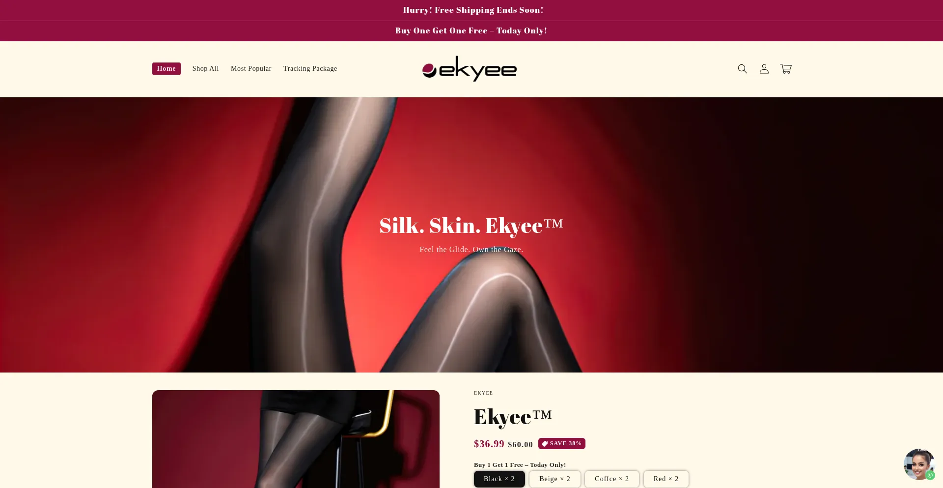 Website screenshot of Ekyee.com