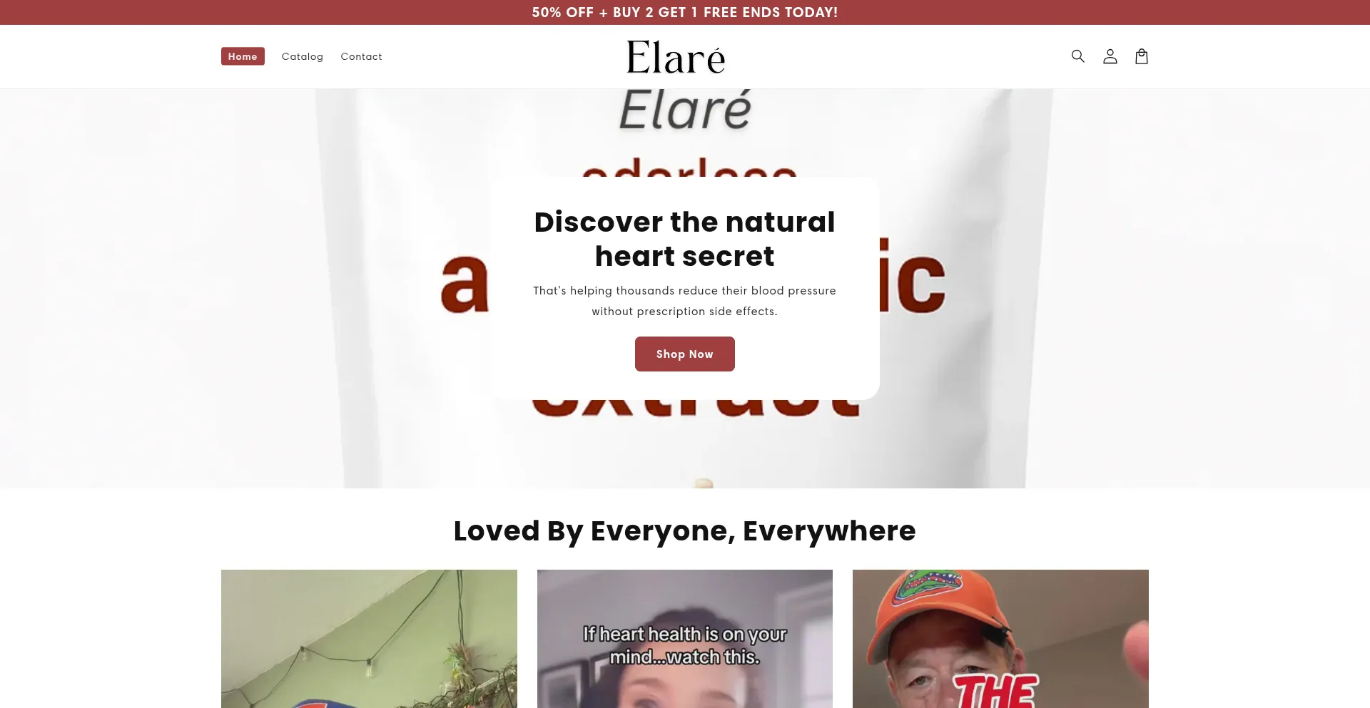 Website screenshot of Elare.store