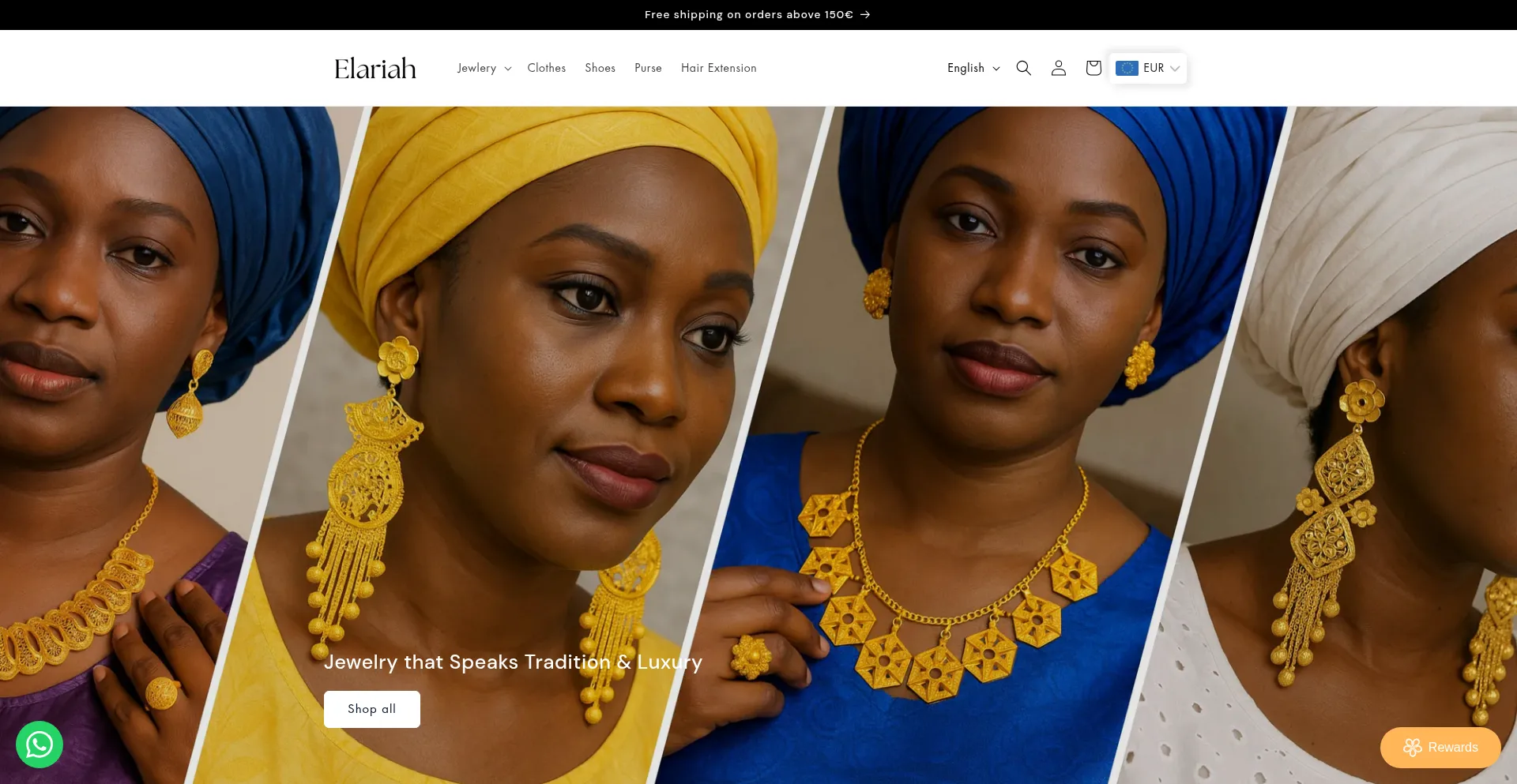 Website screenshot of Elariah.com