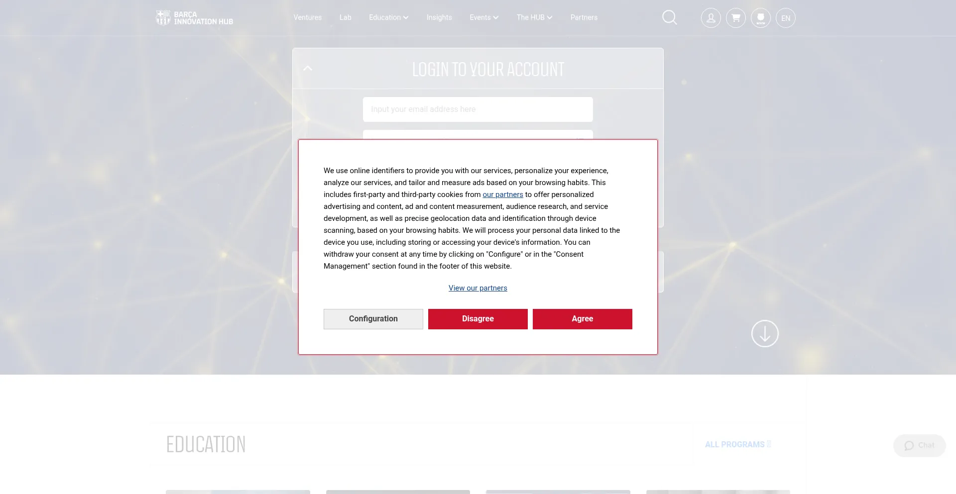 Website screenshot of Elearning.barcainnovationhub.com