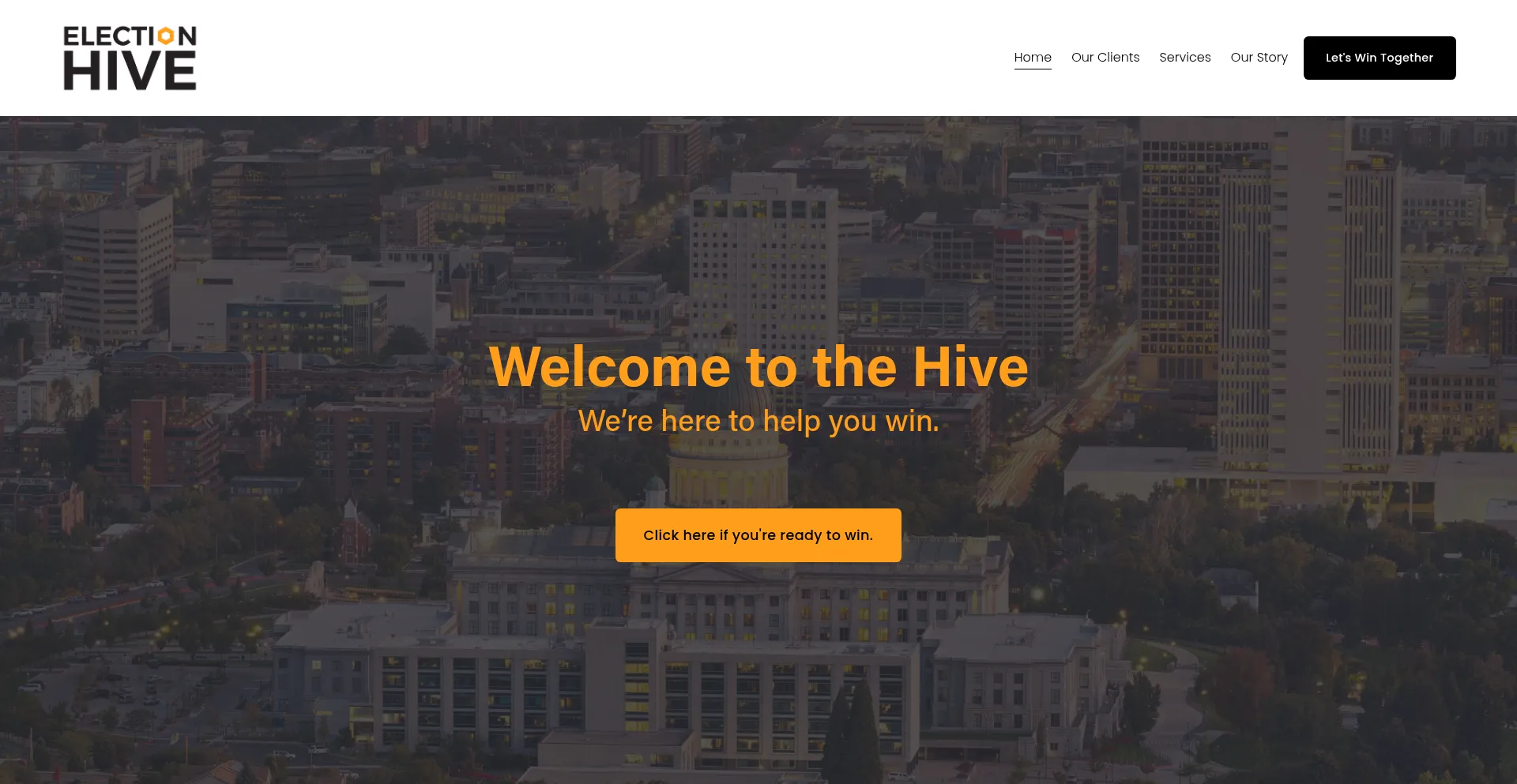 Website screenshot of Electionhive.com