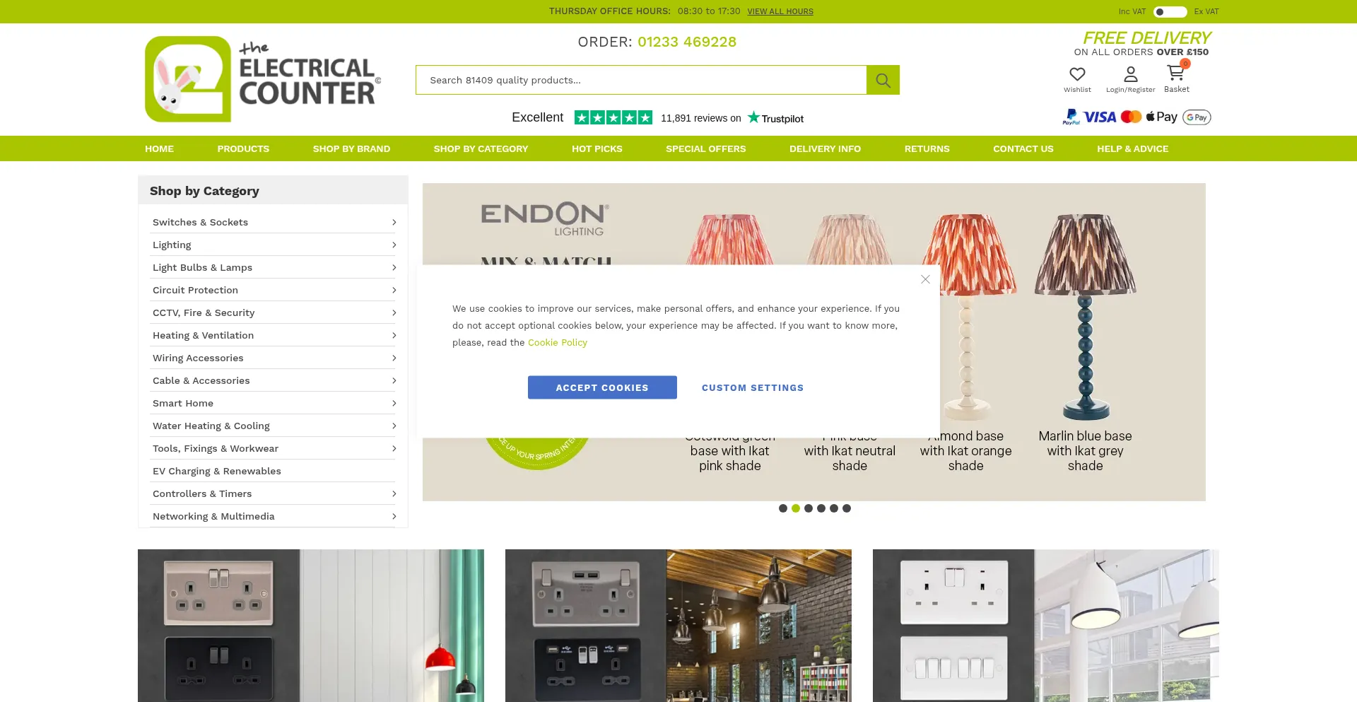 Website screenshot of Electricalcounter.co.uk