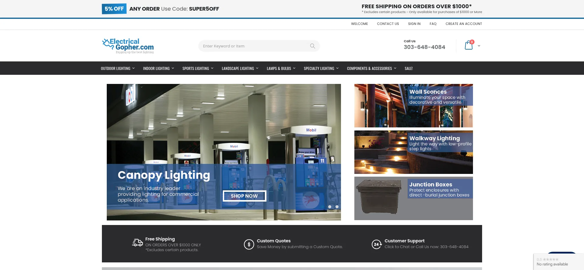 Website screenshot of Electricalgopher.com