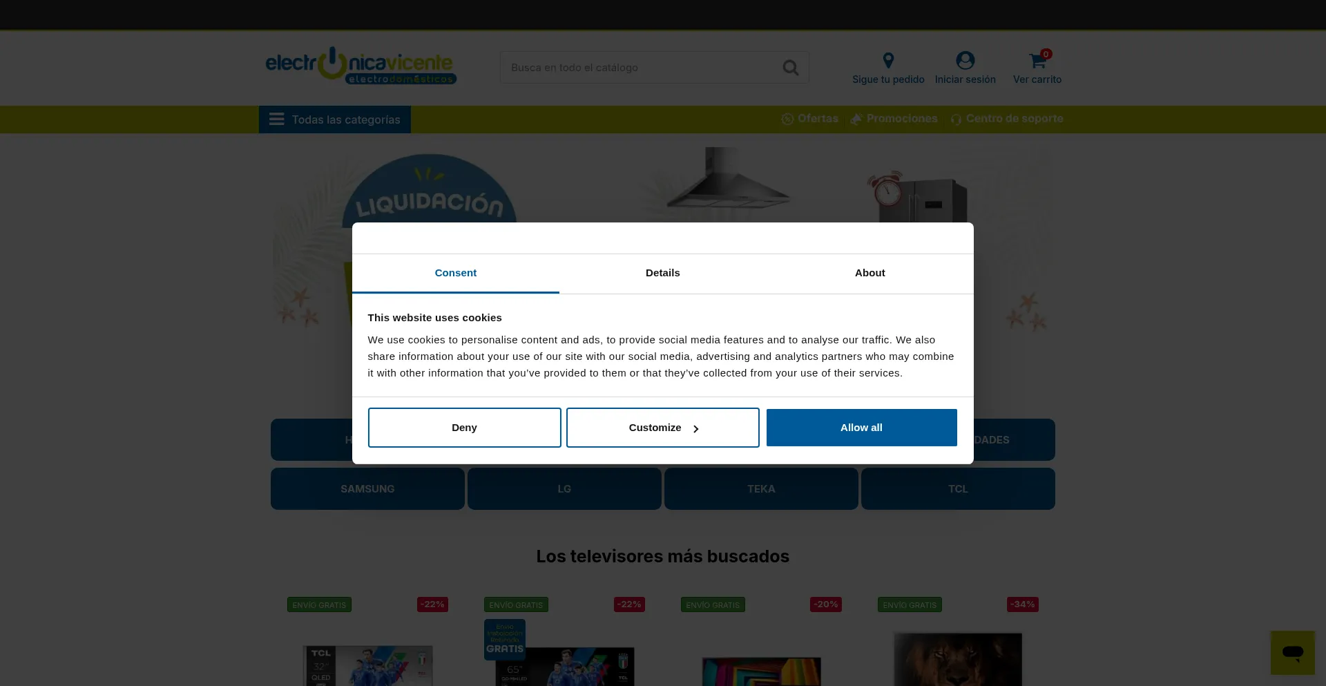 Website screenshot of Electronicavicente.com