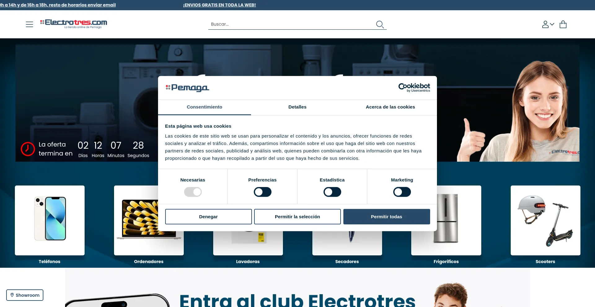 Website screenshot of Electrotres.com