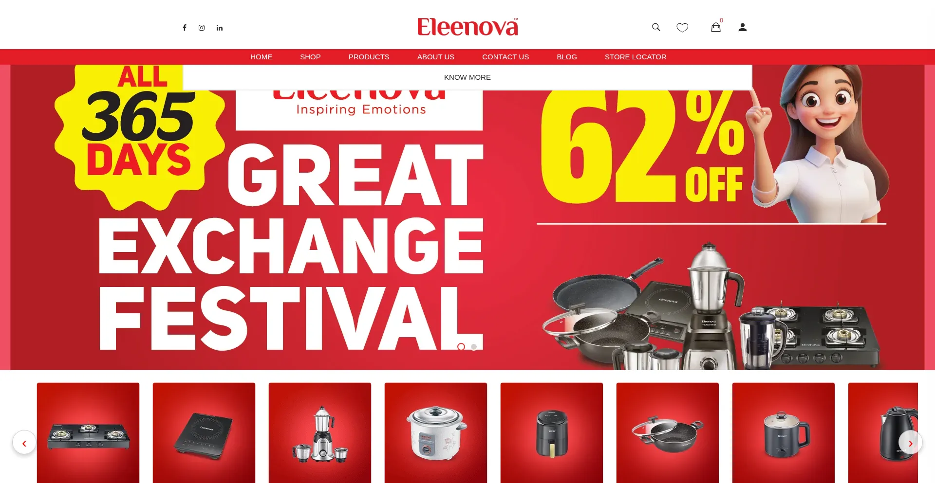 Website screenshot of Eleenova.com