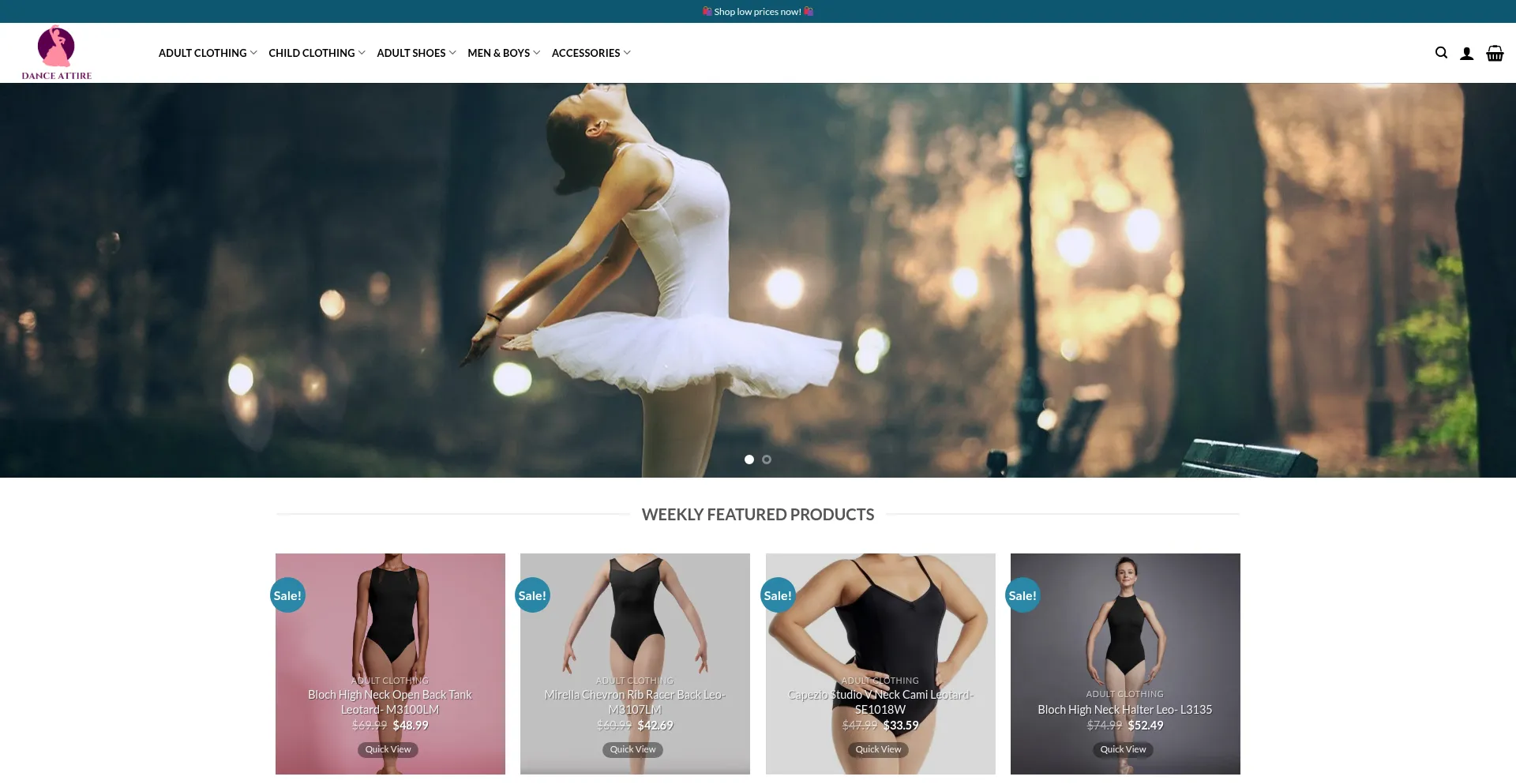 Website screenshot of Elegantdanceattire.com