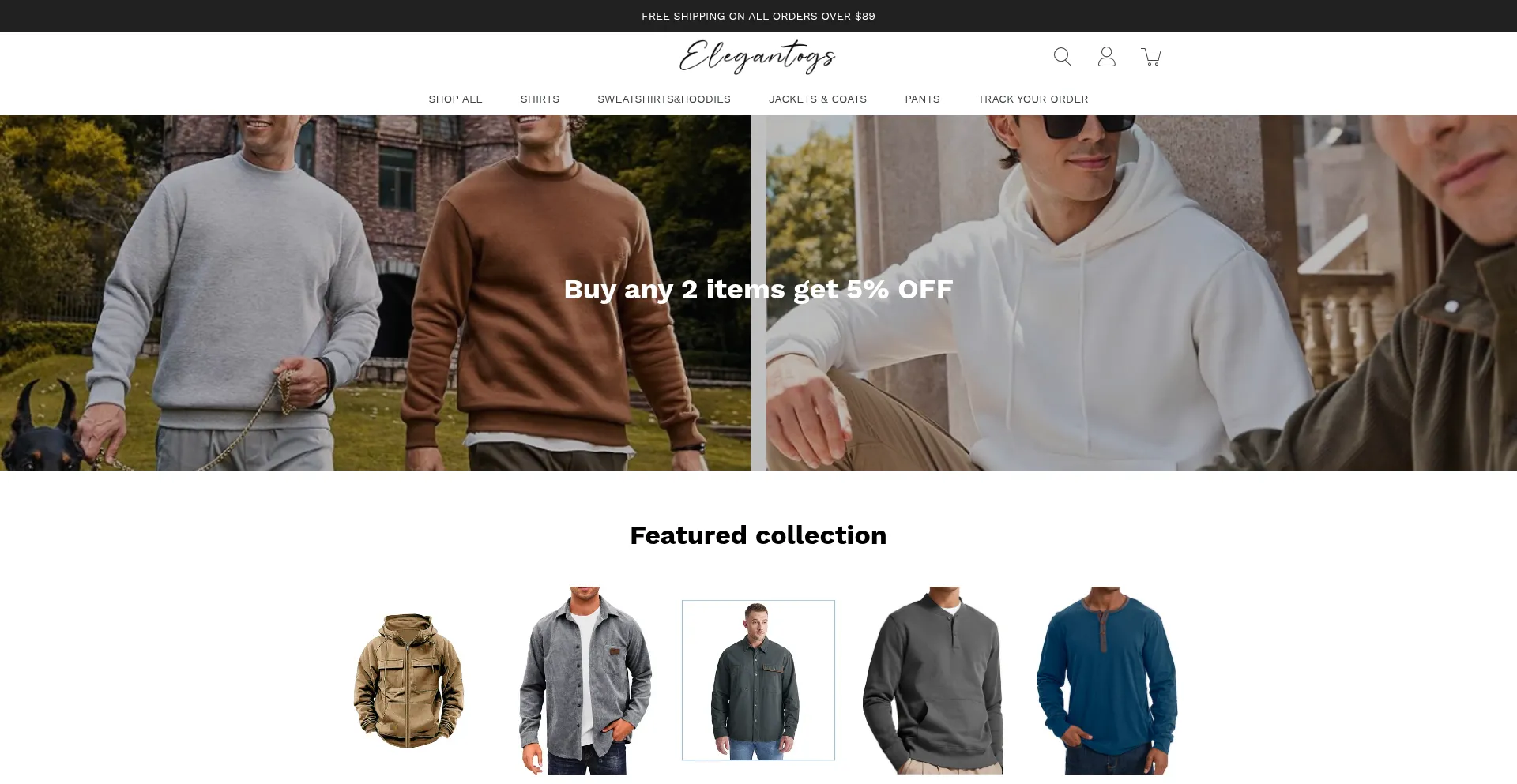 Website screenshot of Elegantogs.com