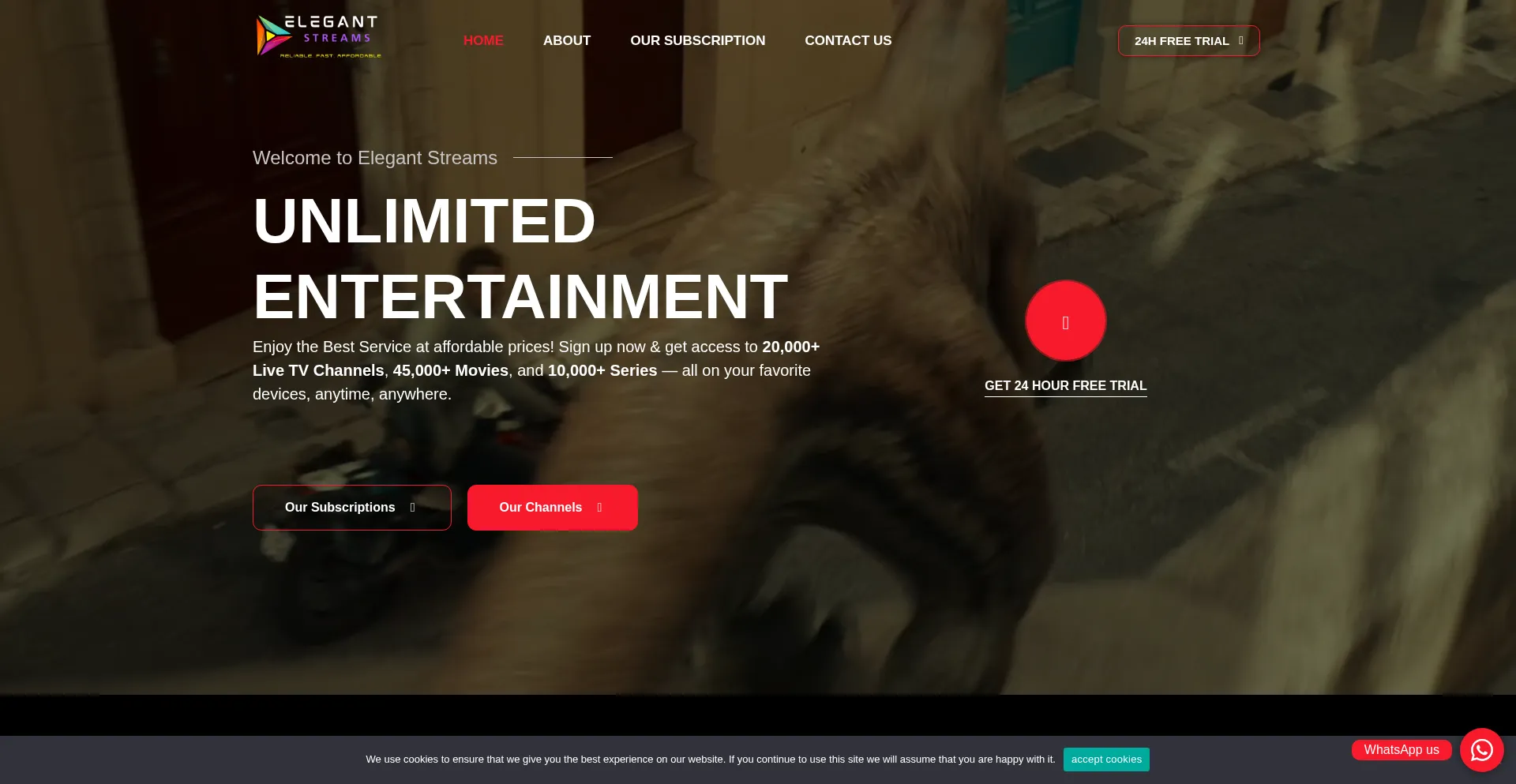 Website screenshot of Elegantstreams.net