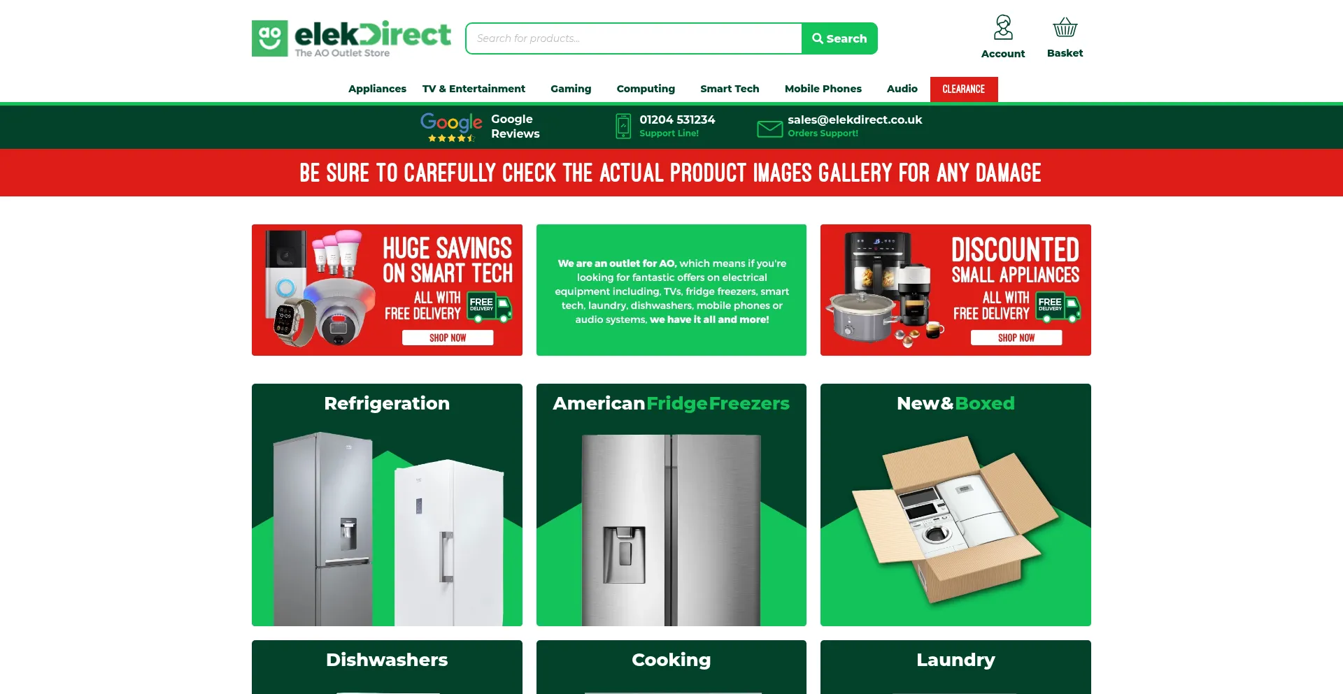 Website screenshot of Elekdirect.co.uk