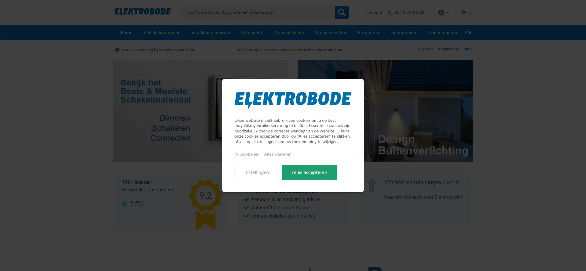 Website screenshot of Elektrobode.nl
