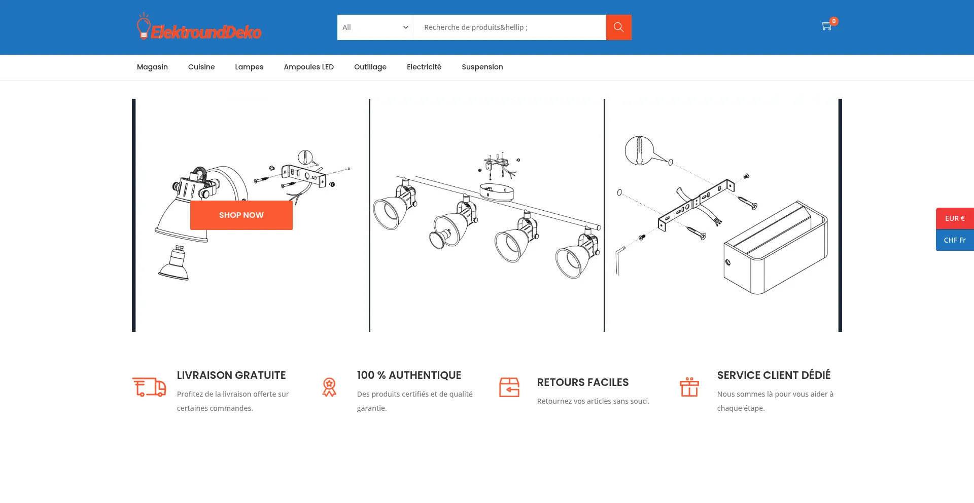 Website screenshot of Elektrounddeko.com