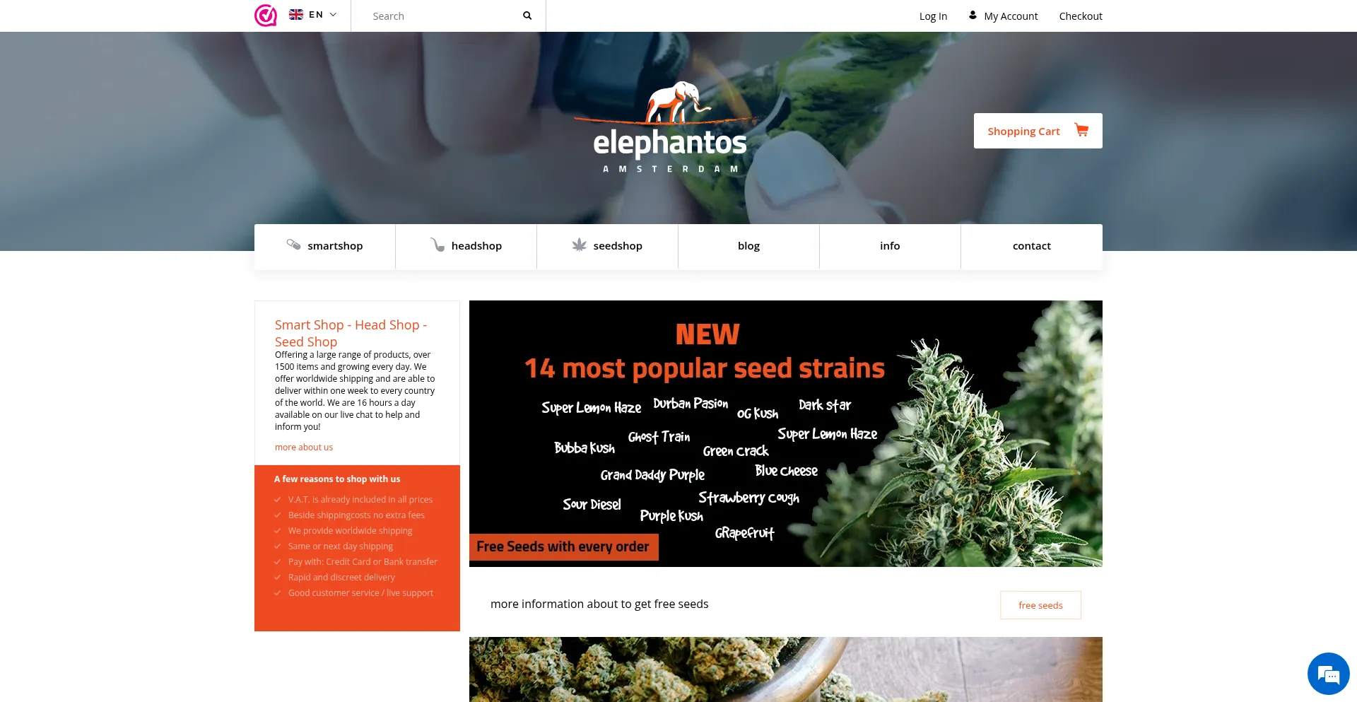 Website screenshot of Elephantos.com