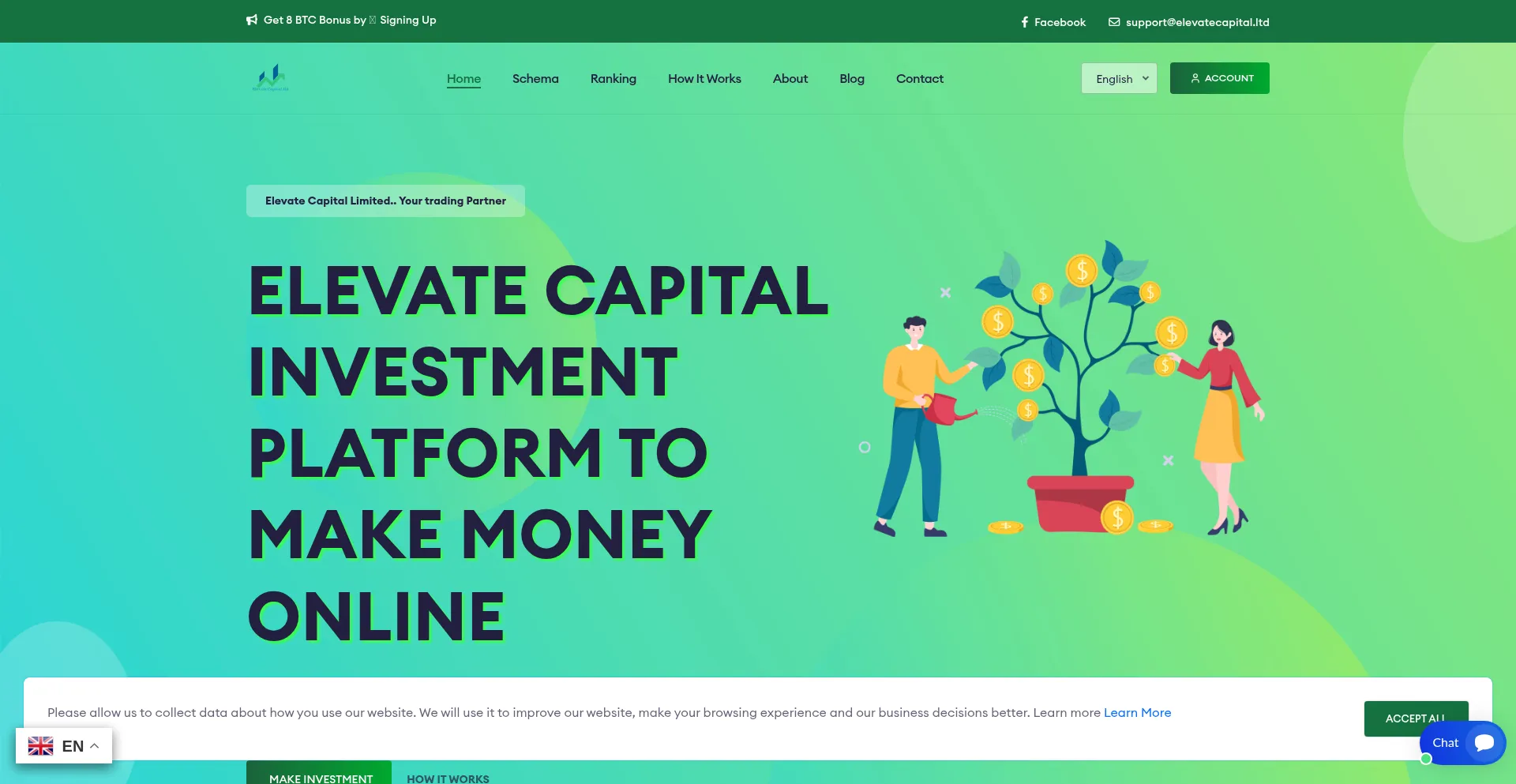 Website screenshot of Elevatecapital.ltd
