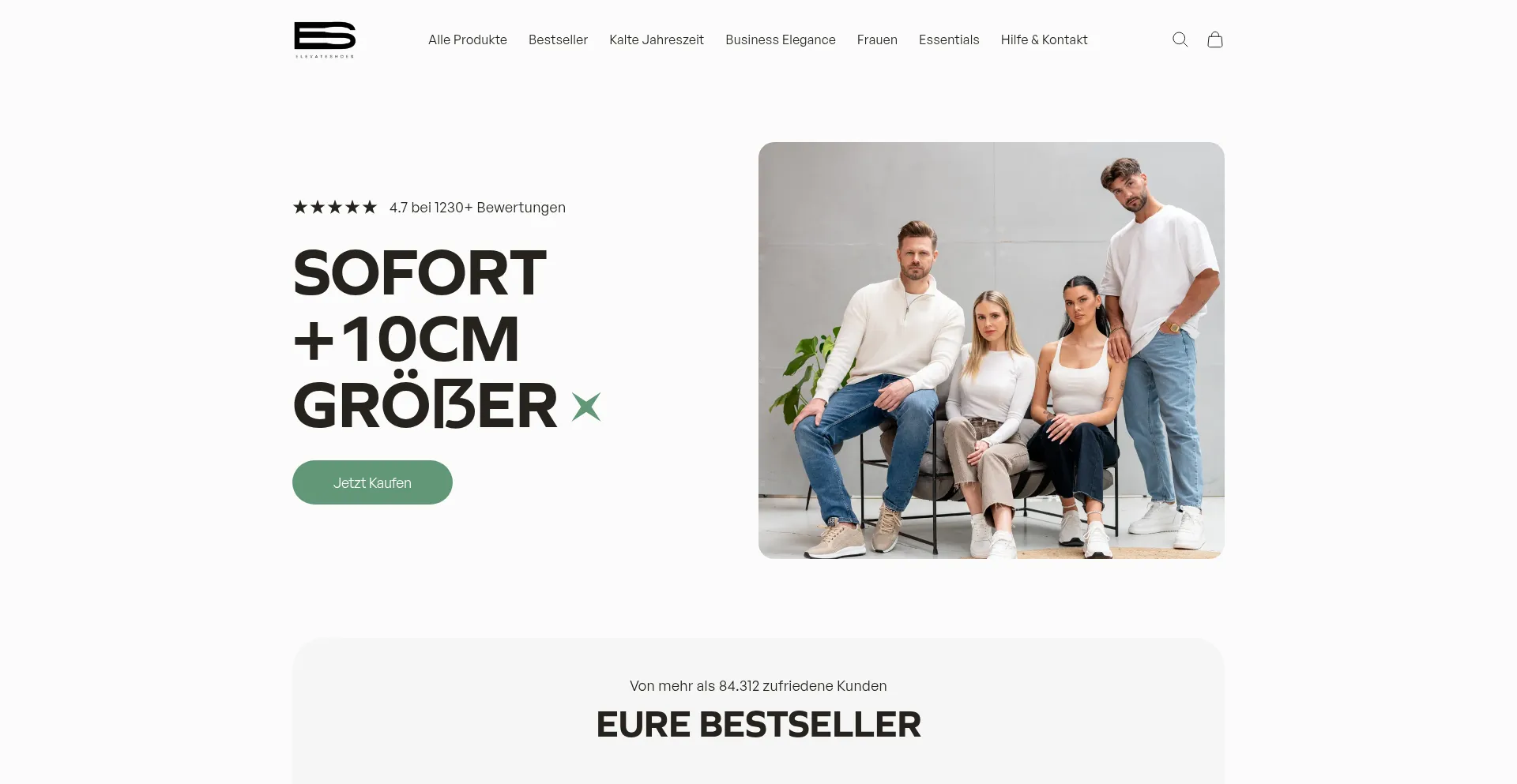 Website screenshot of Elevateshoes.de