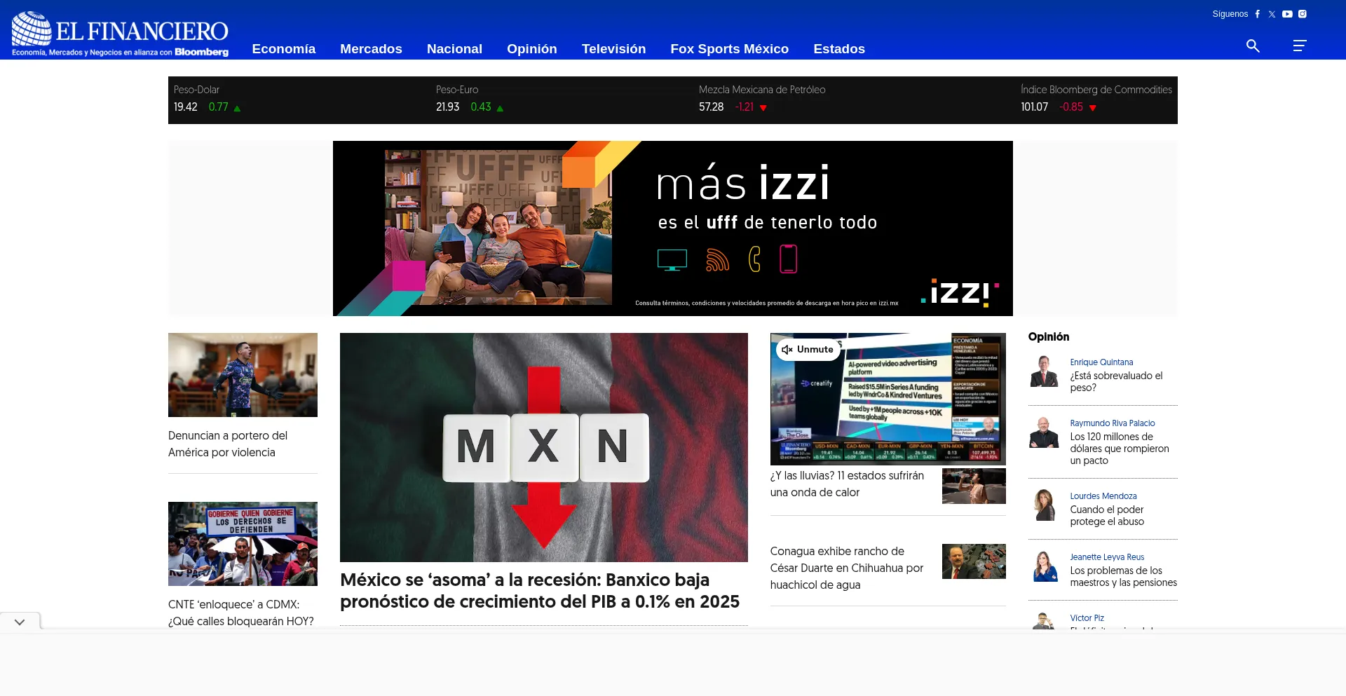 Website screenshot of Elfinanciero.com.mx