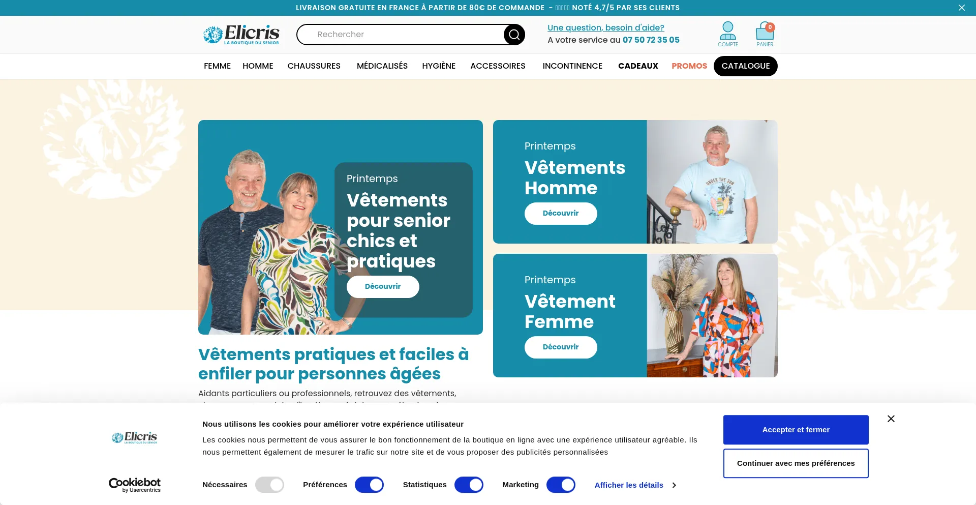 Website screenshot of Elicris.fr