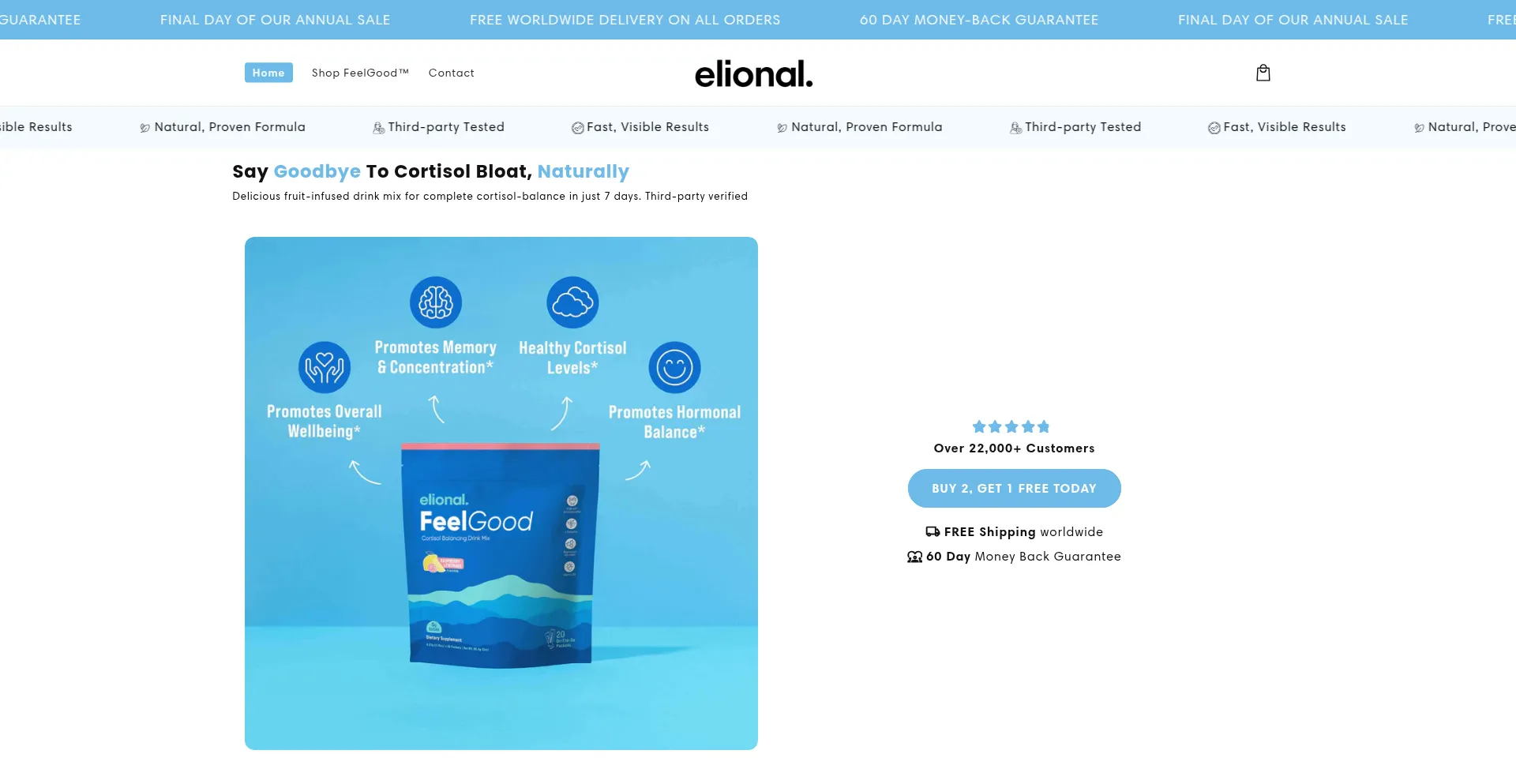 Website screenshot of Elional.com
