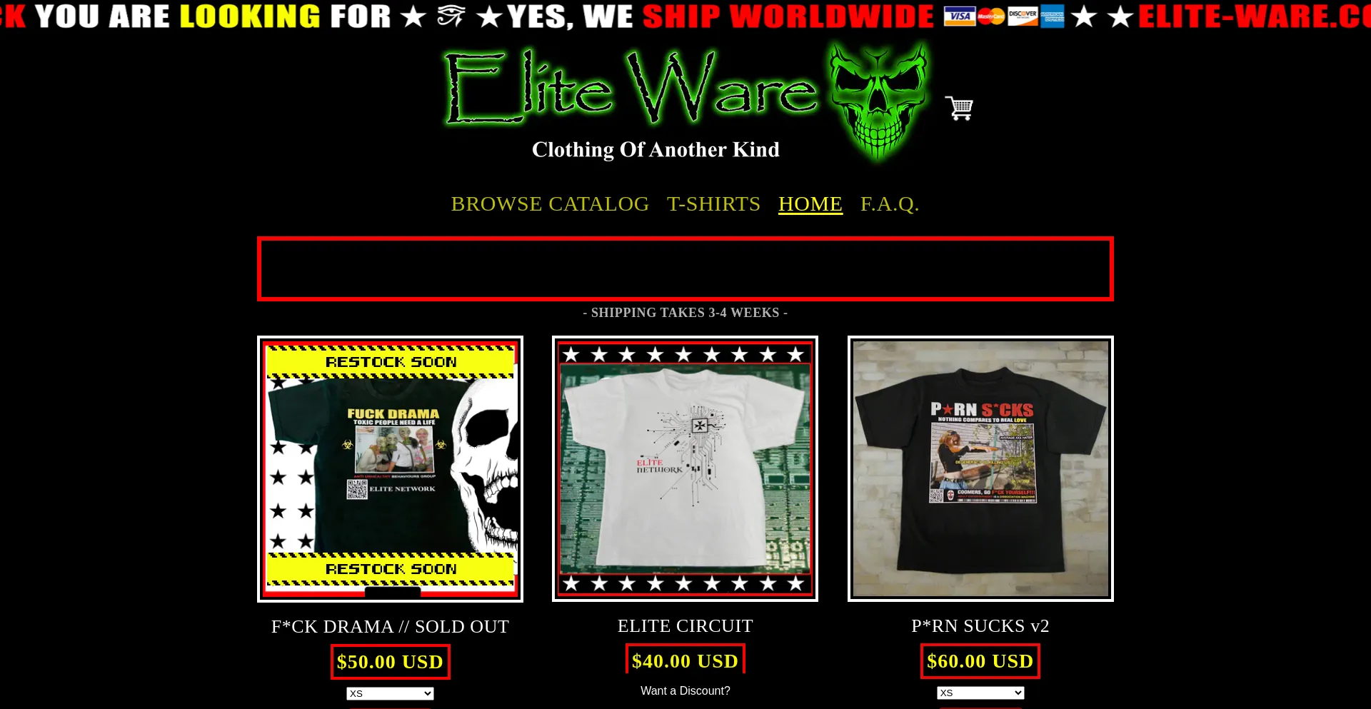 Website screenshot of Elite-ware.com