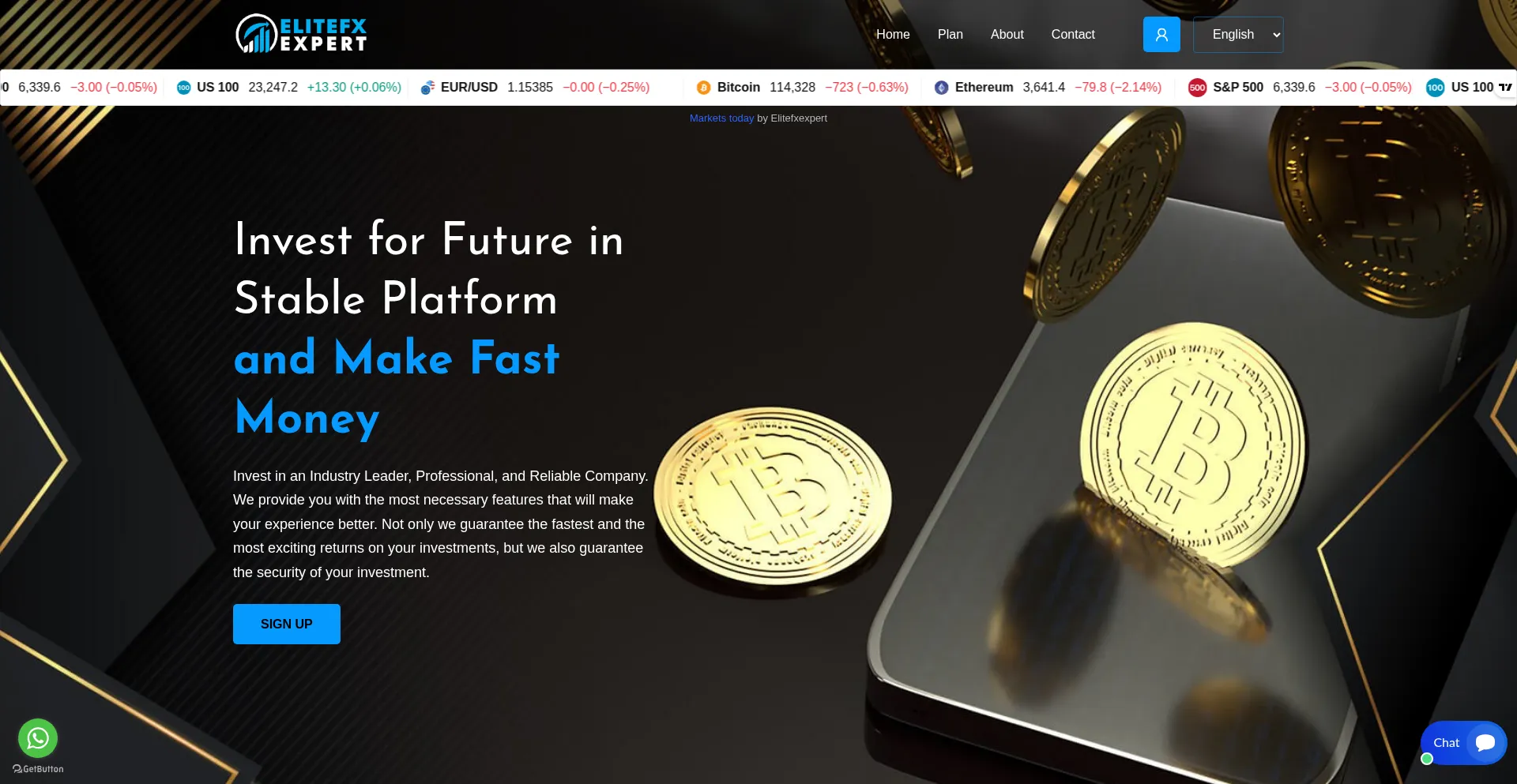 Website screenshot of Elitefxexpert.com