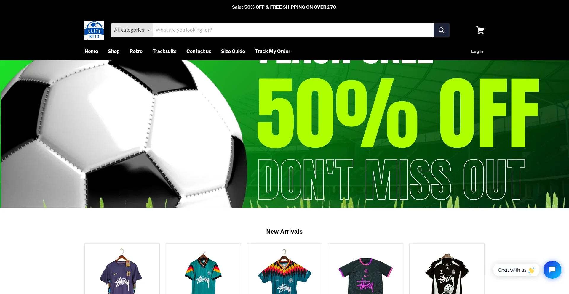 Website screenshot of Elitekits.co.uk