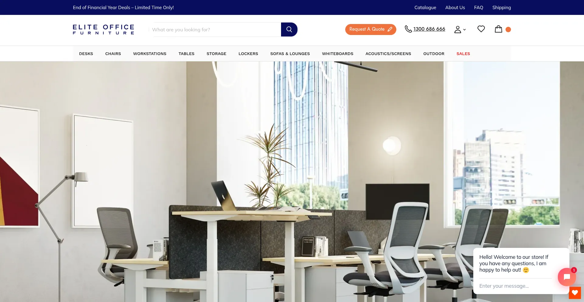 Website screenshot of Eliteofficefurniture.com.au