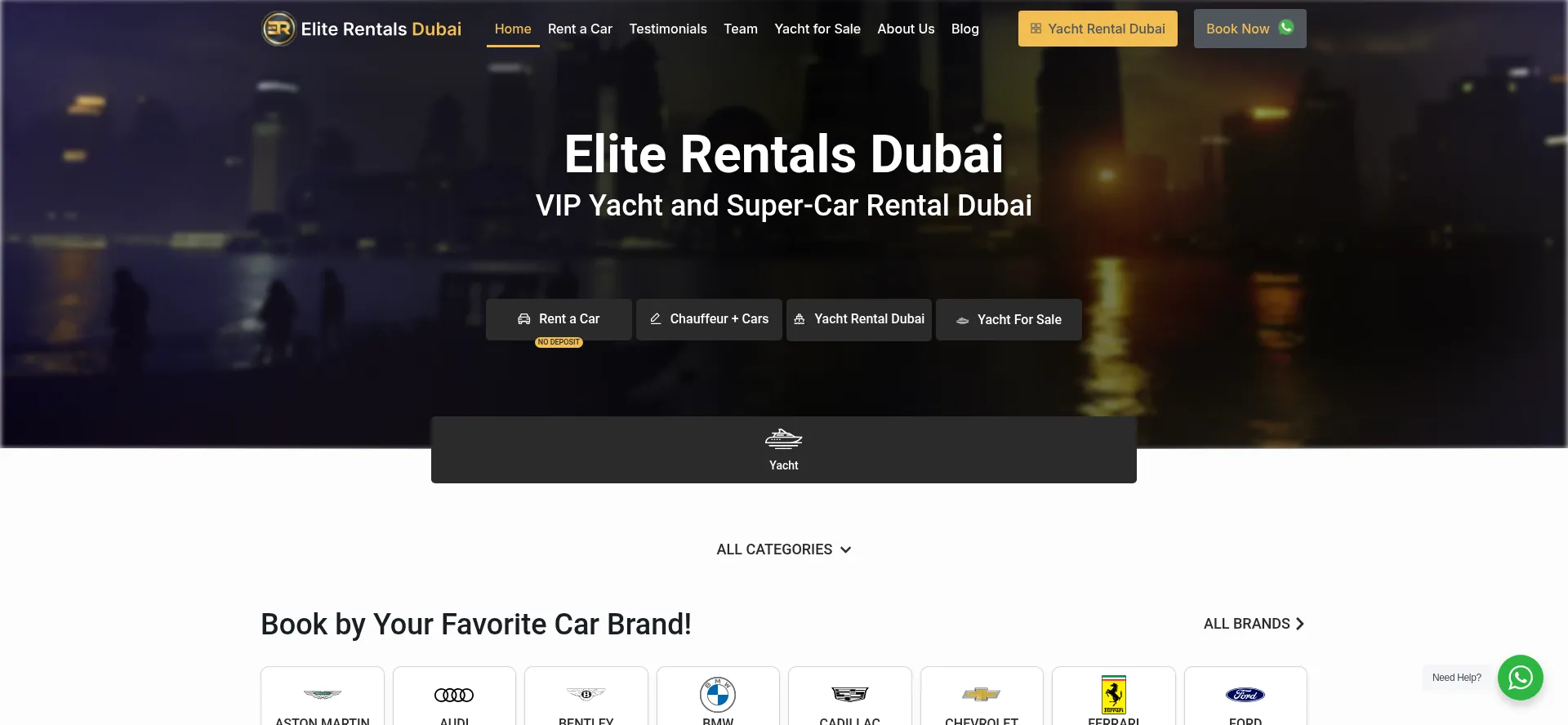 Website screenshot of Eliterentalsdubai.com