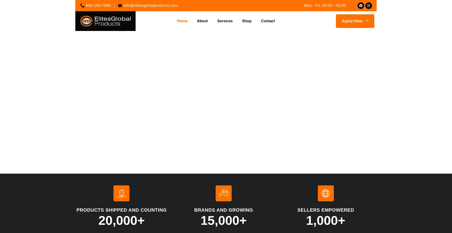 Website screenshot of Elitesglobalproducts.com