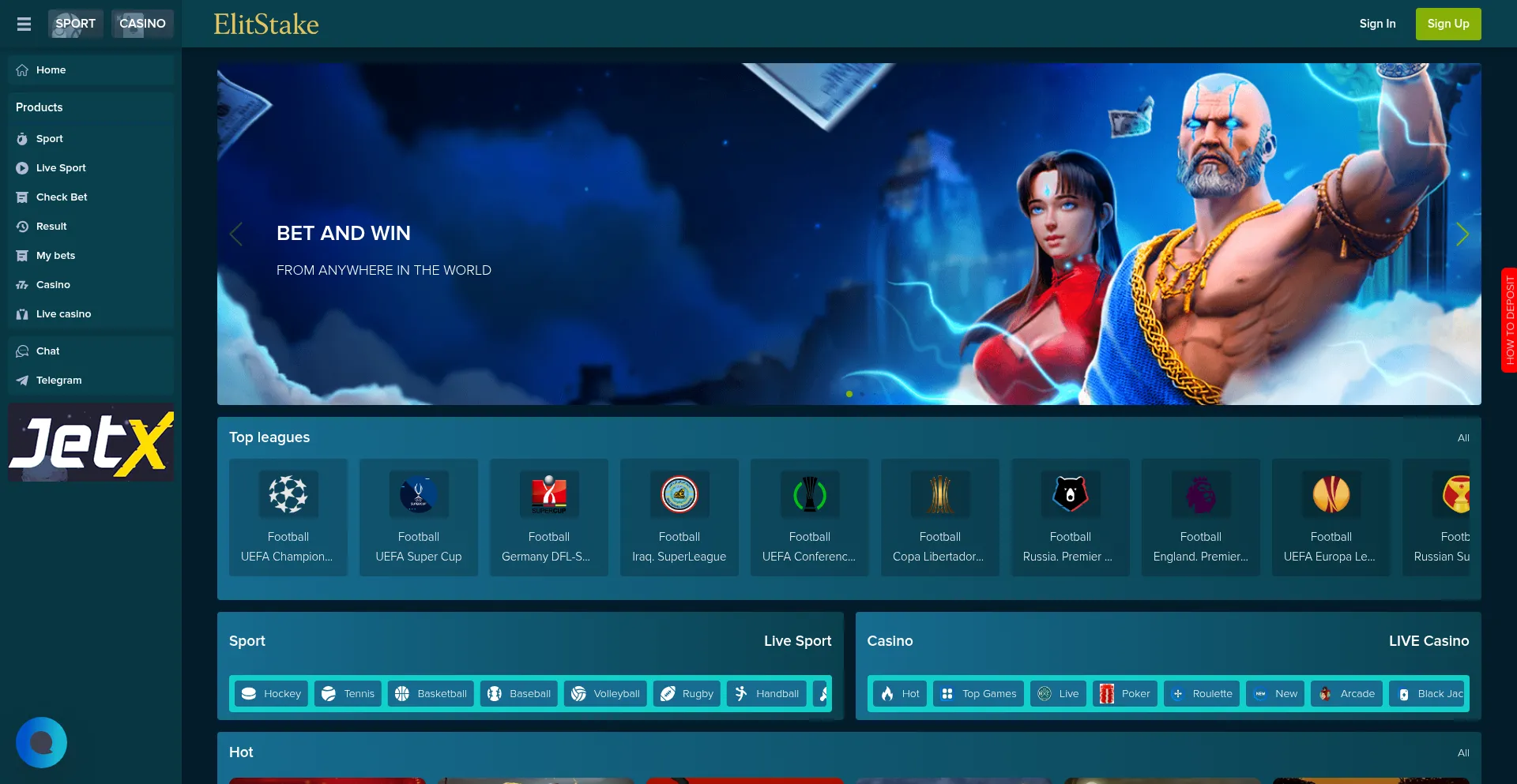 Website screenshot of Elitestake.win