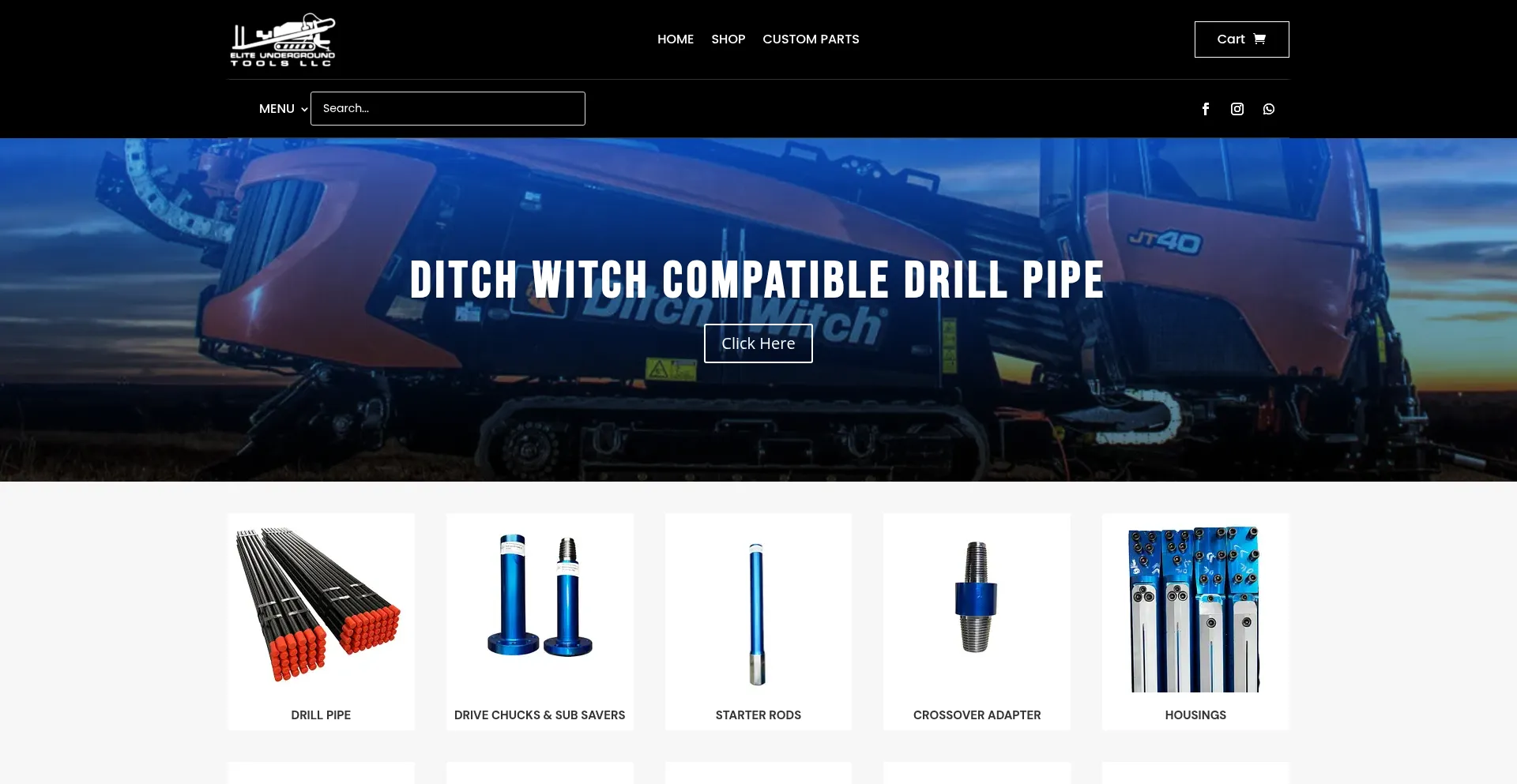 Website screenshot of Eliteundergroundtools.com