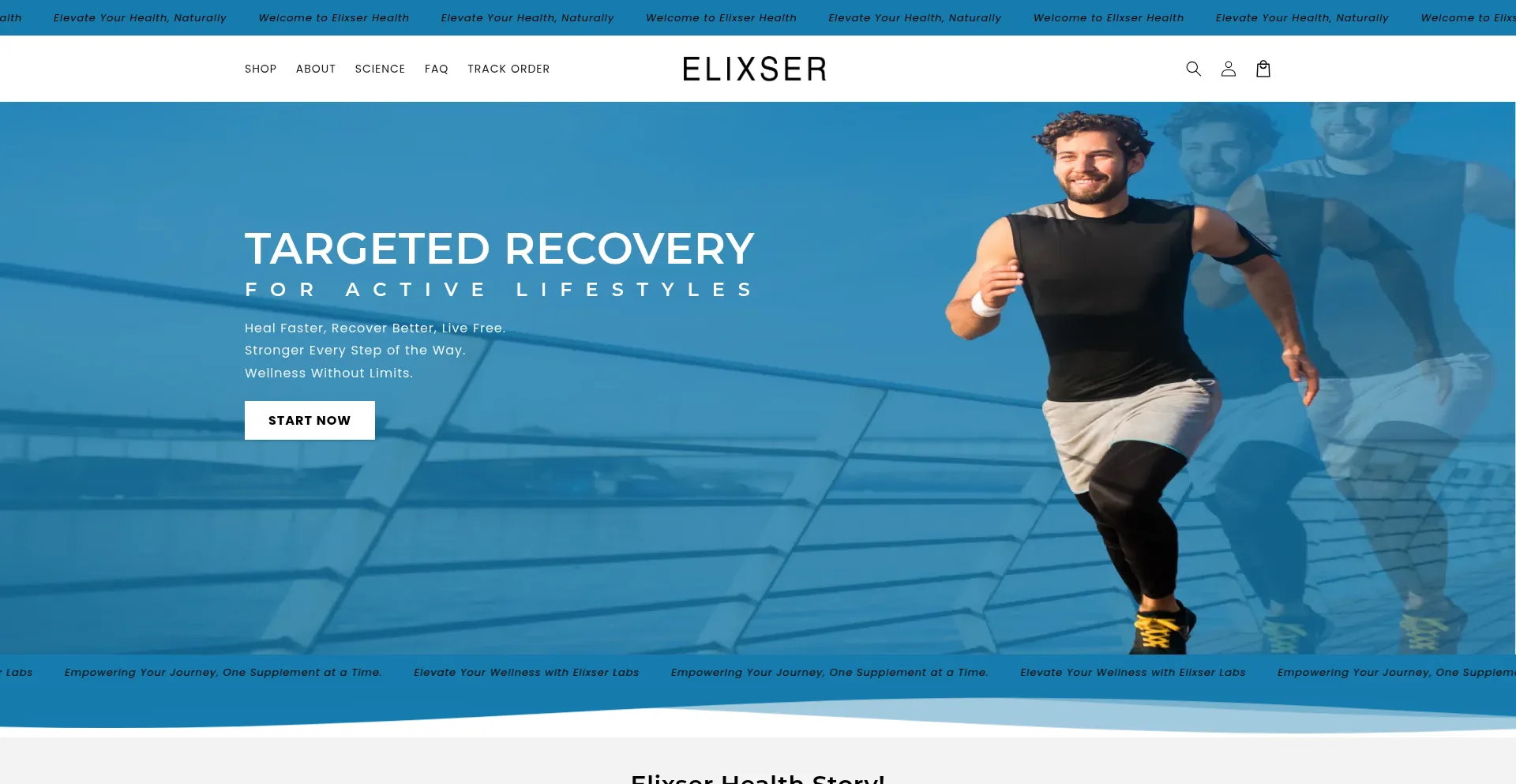 Website screenshot of Elixserhealth.com
