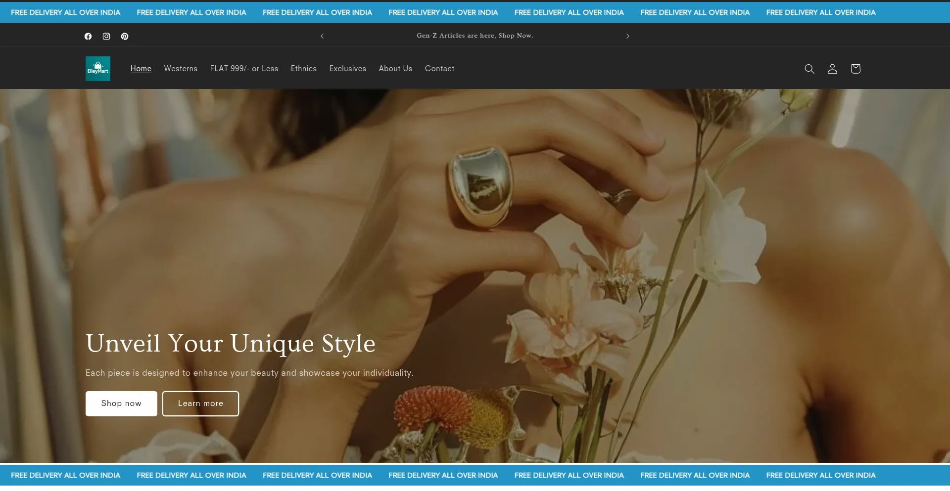 Website screenshot of Elleymart.com